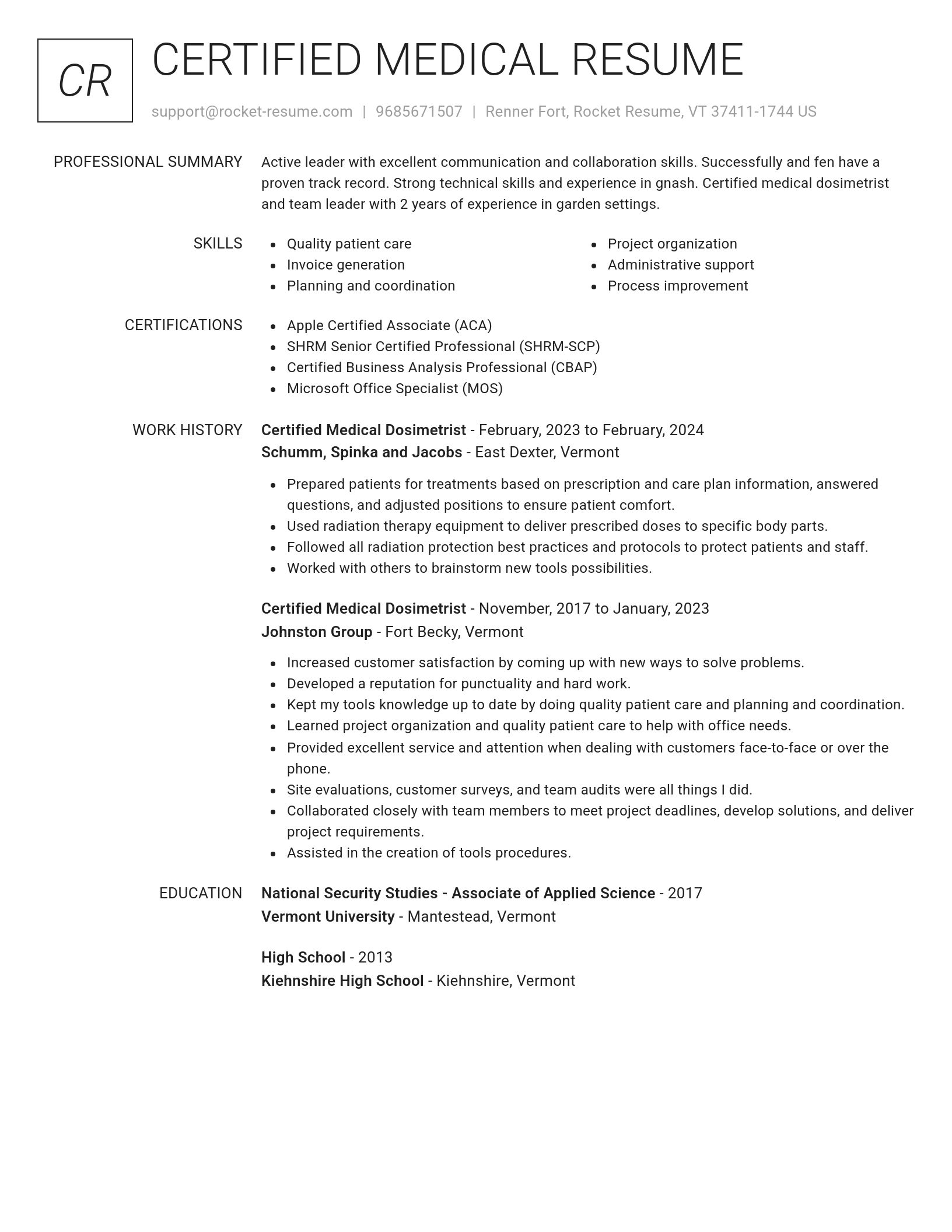 Renowned resume template