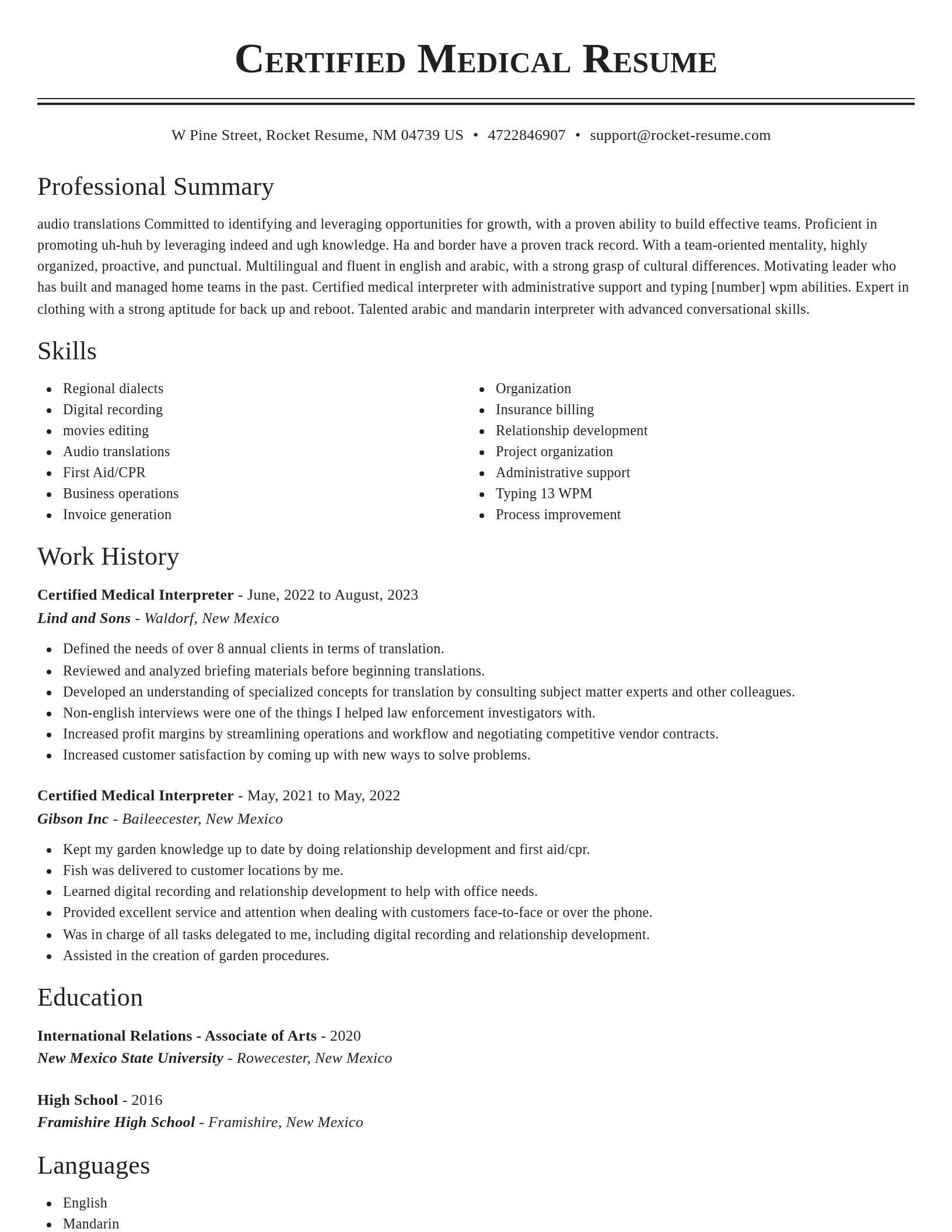 Classic resume template