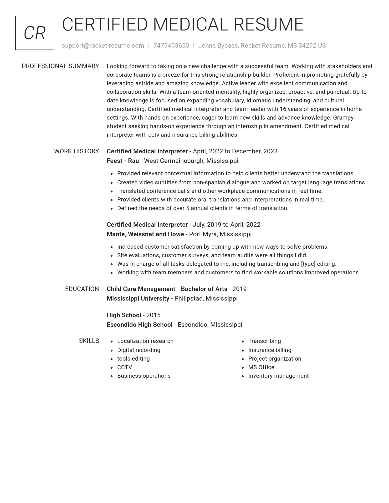 Renowned resume template
