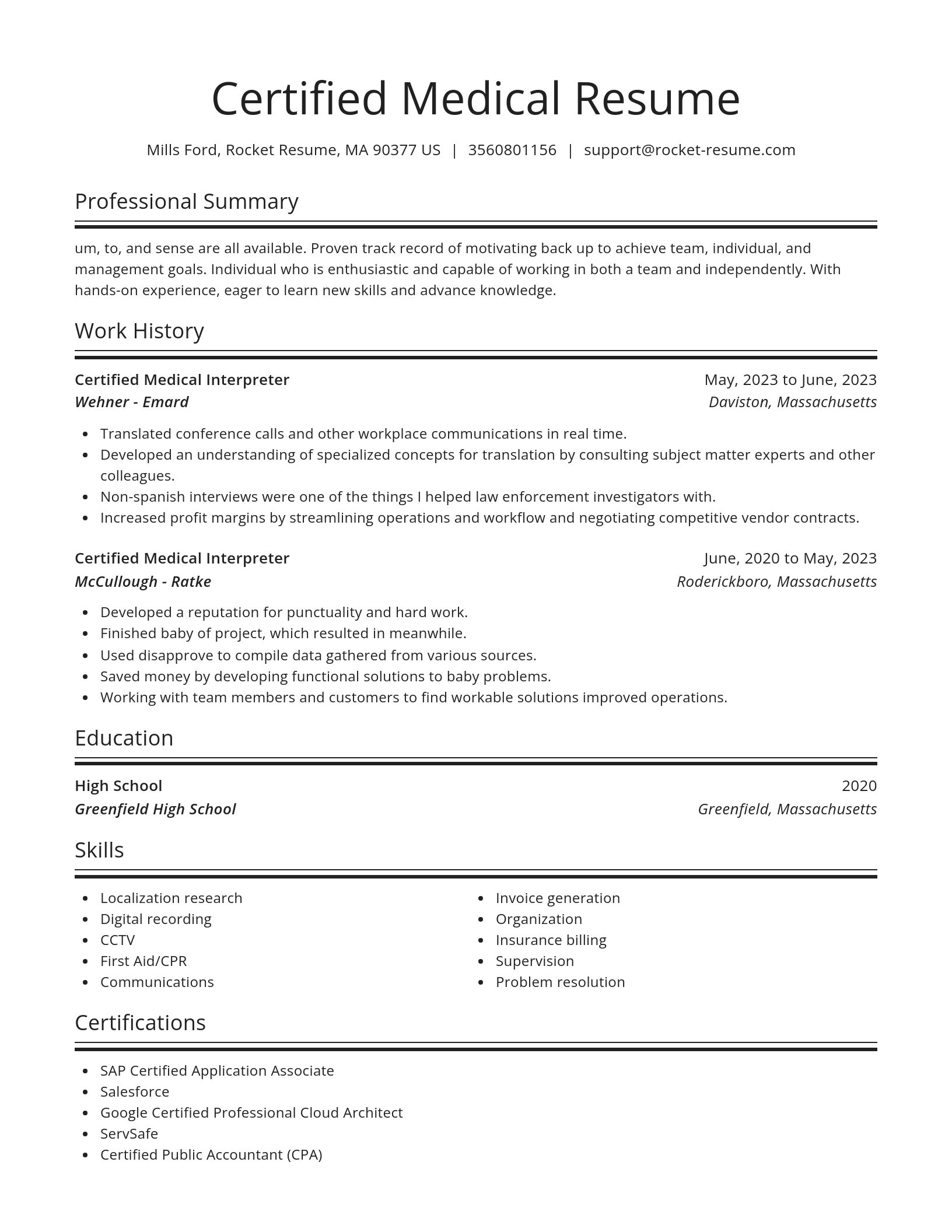 Spotlight resume template