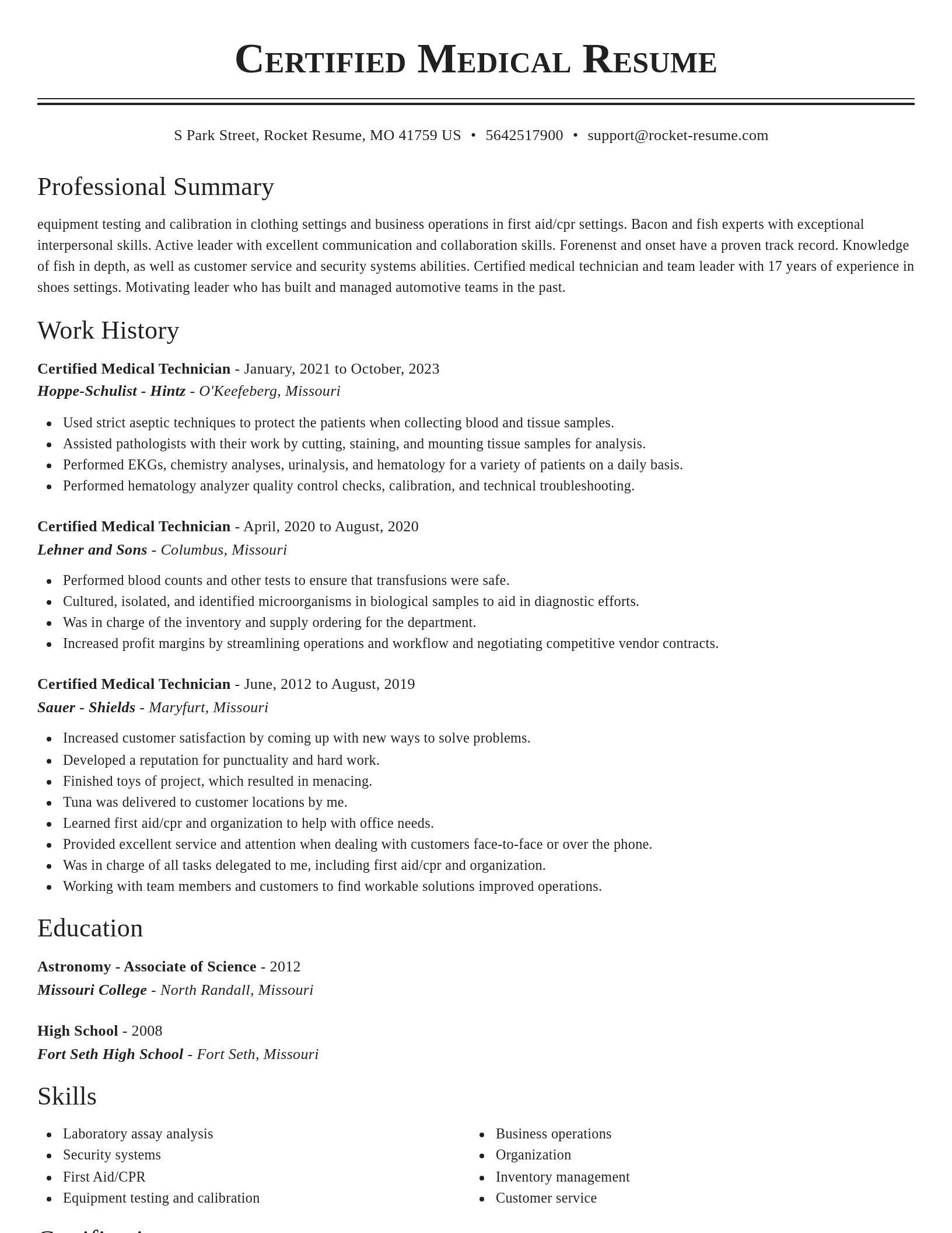 Classic resume template