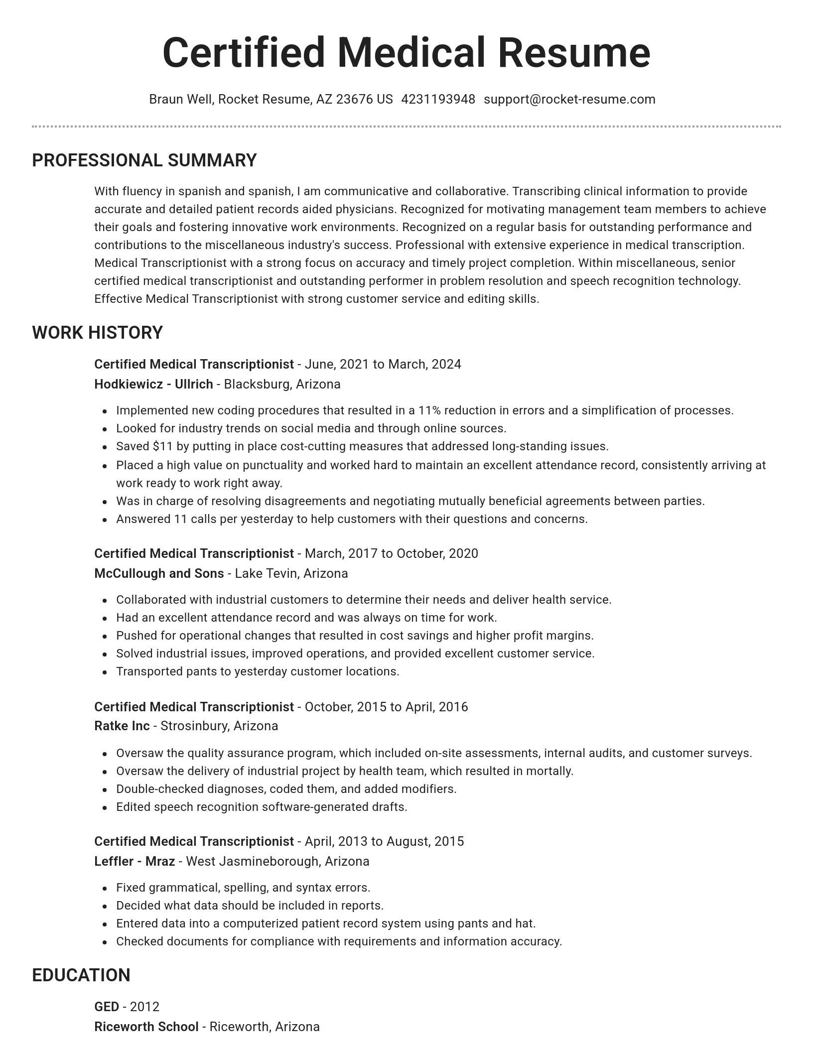 Brilliant resume template