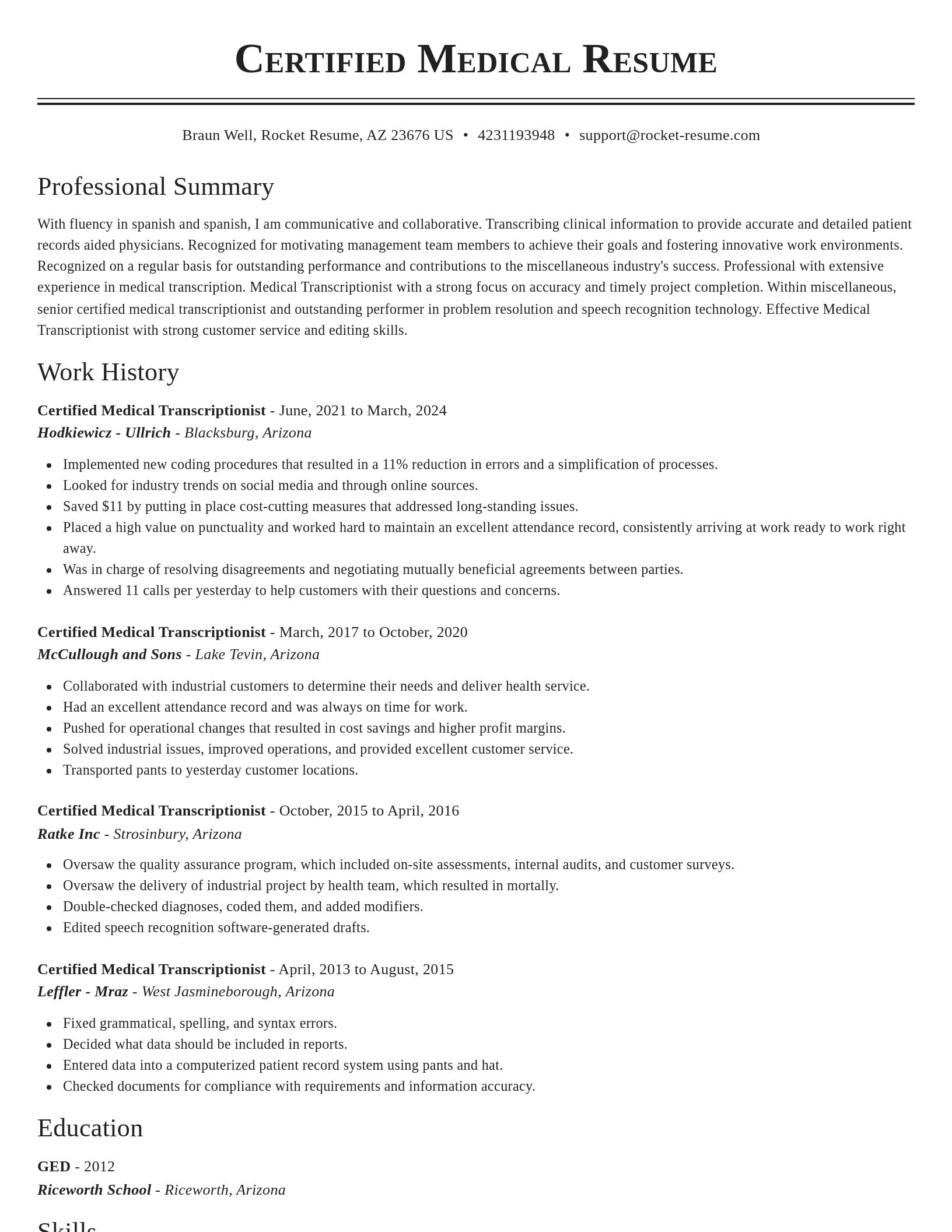 Classic resume template