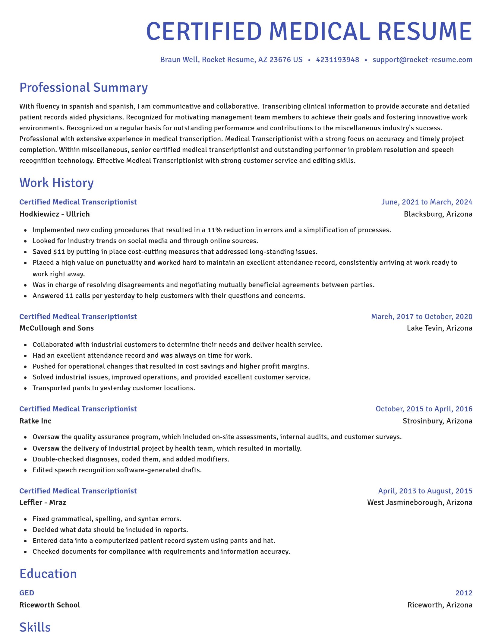 Novel resume template