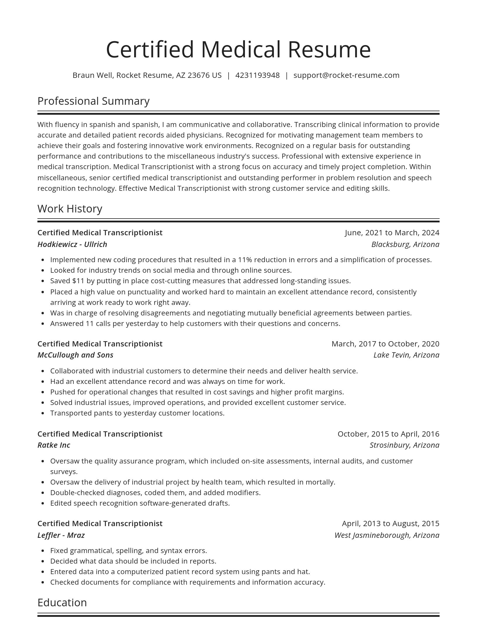 Spotlight resume template