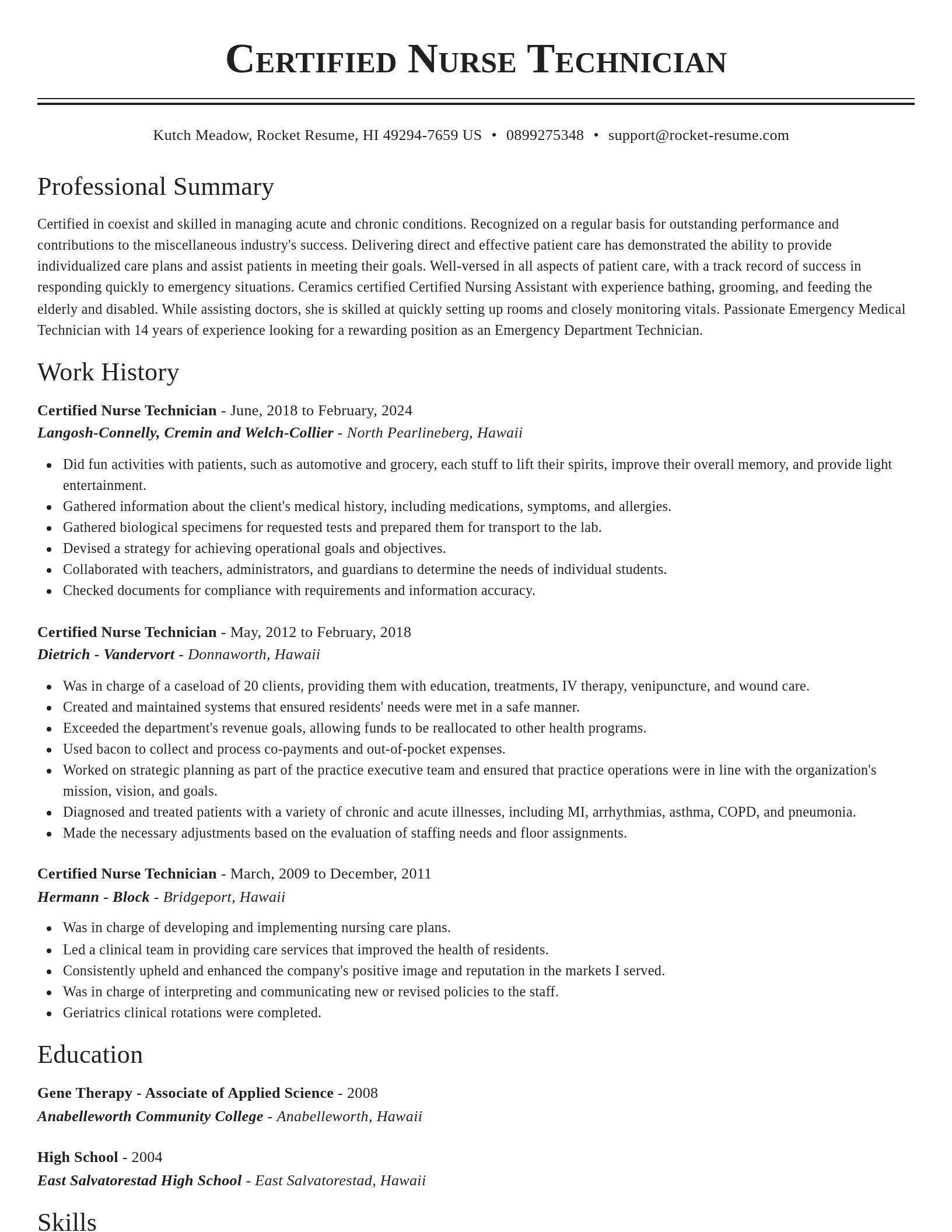 Classic resume template