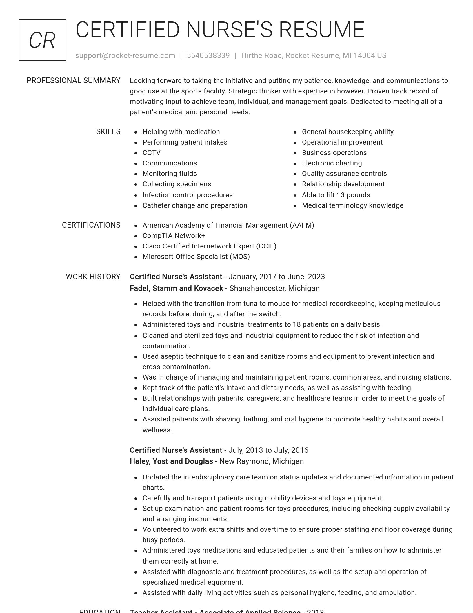 Renowned resume template