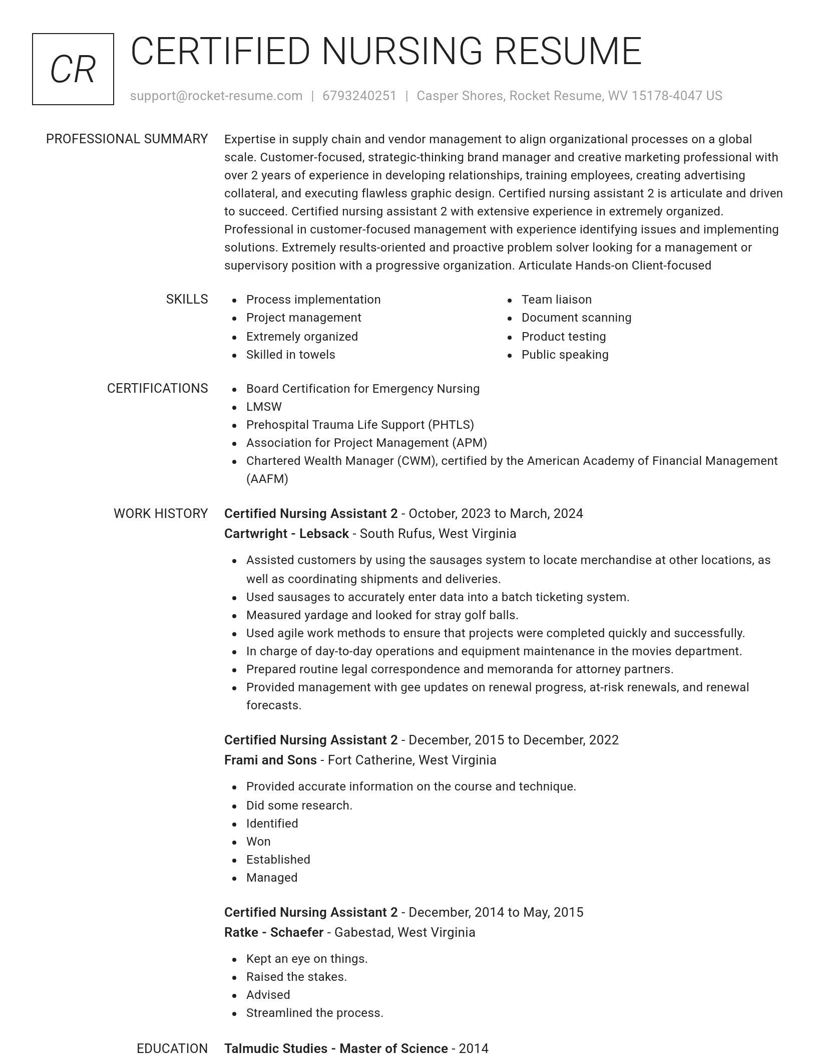 Renowned resume template