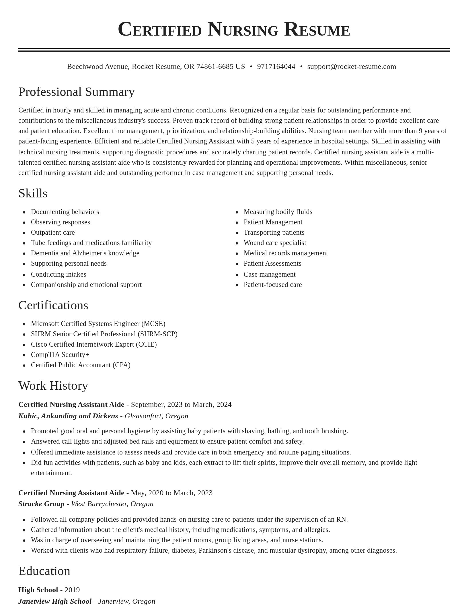 Classic resume template