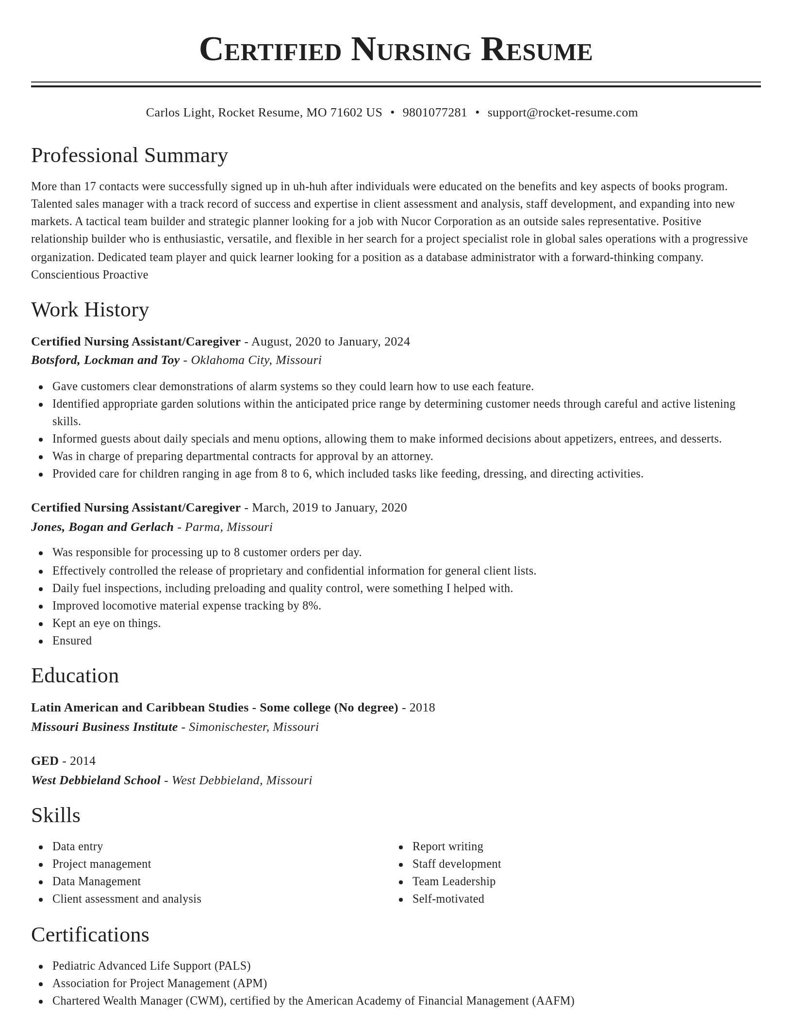 Classic resume template