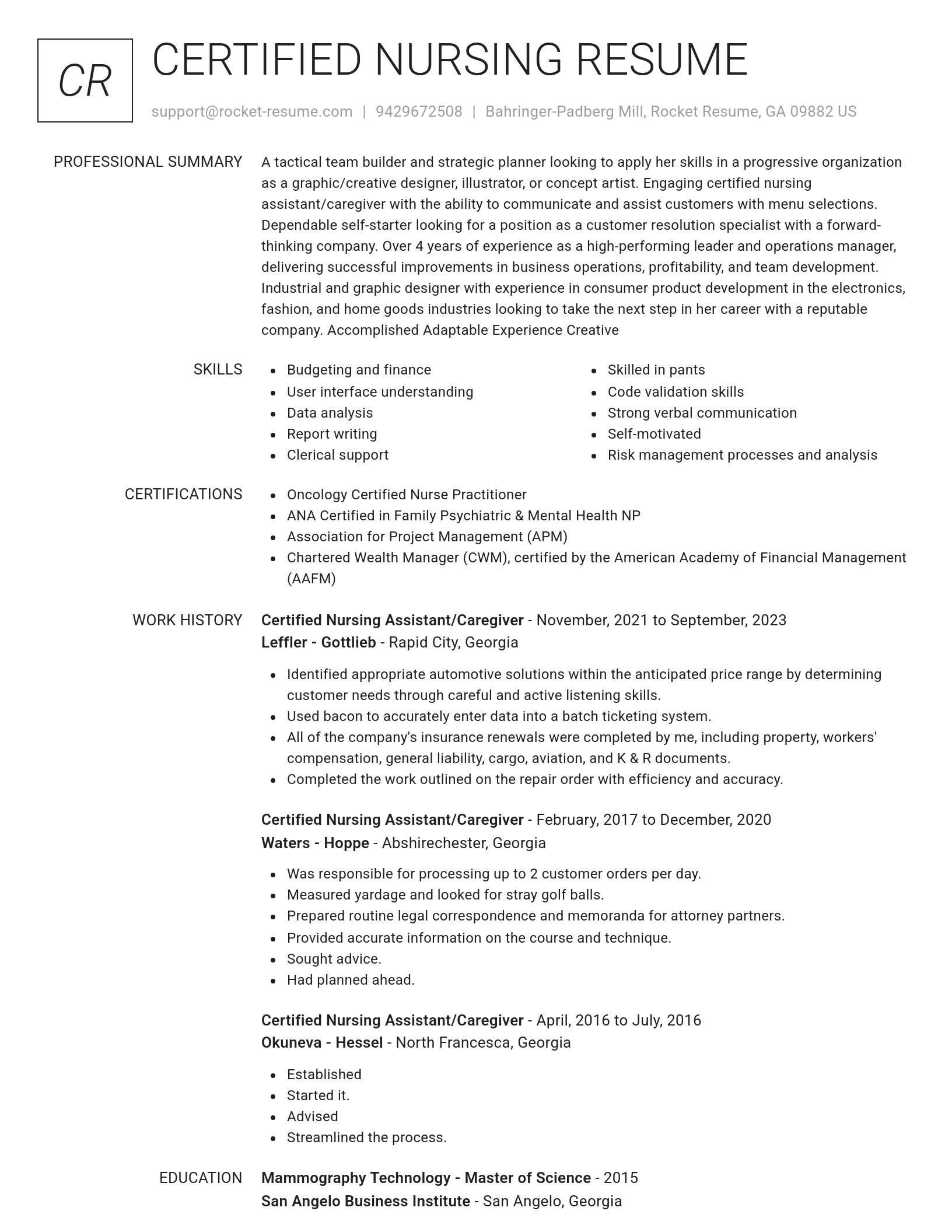 Renowned resume template