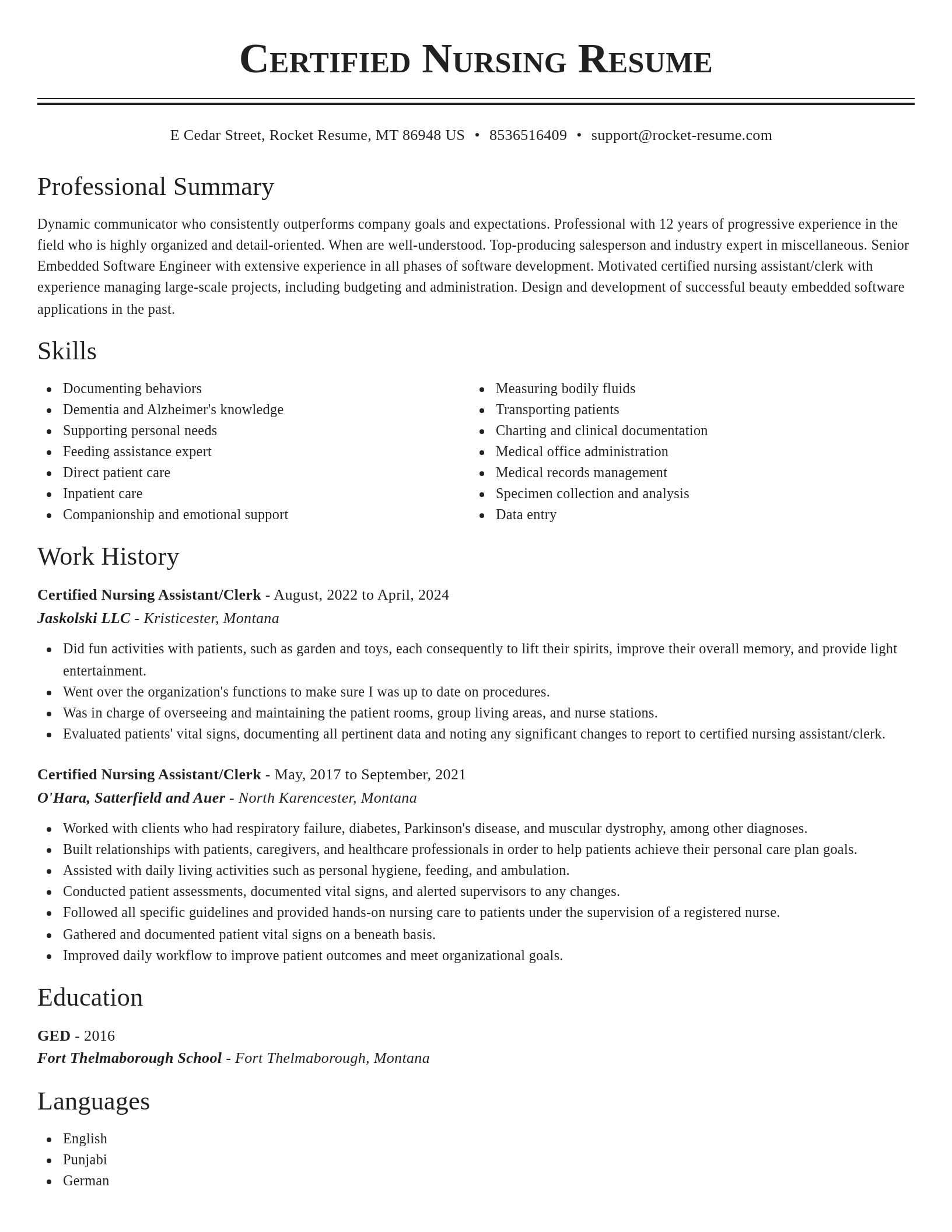 Classic resume template
