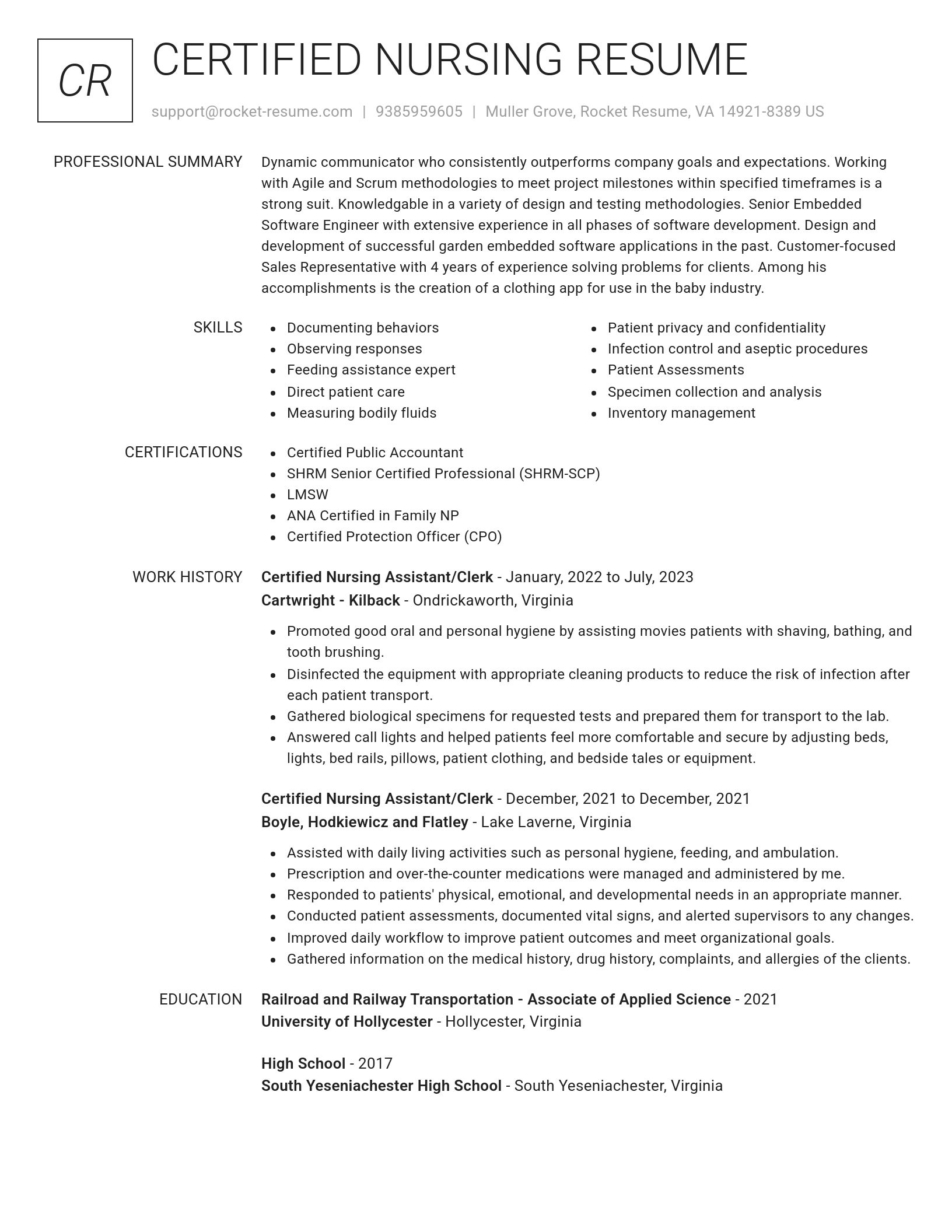 Renowned resume template