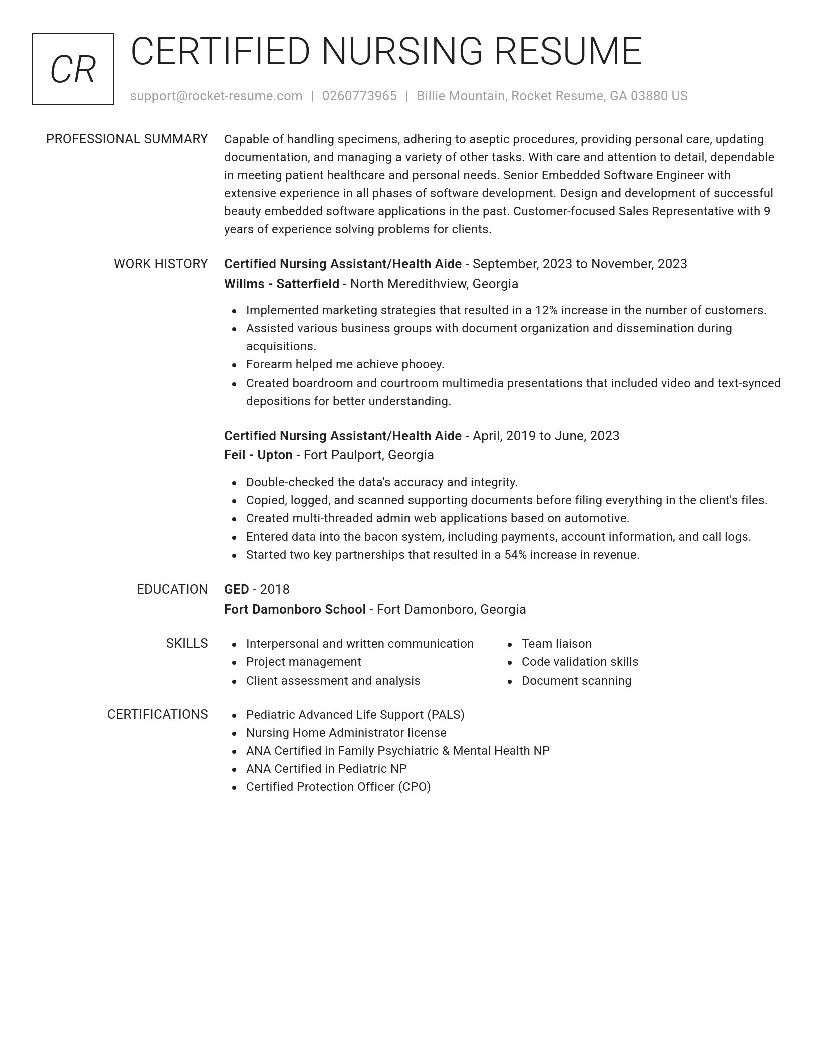 Renowned resume template