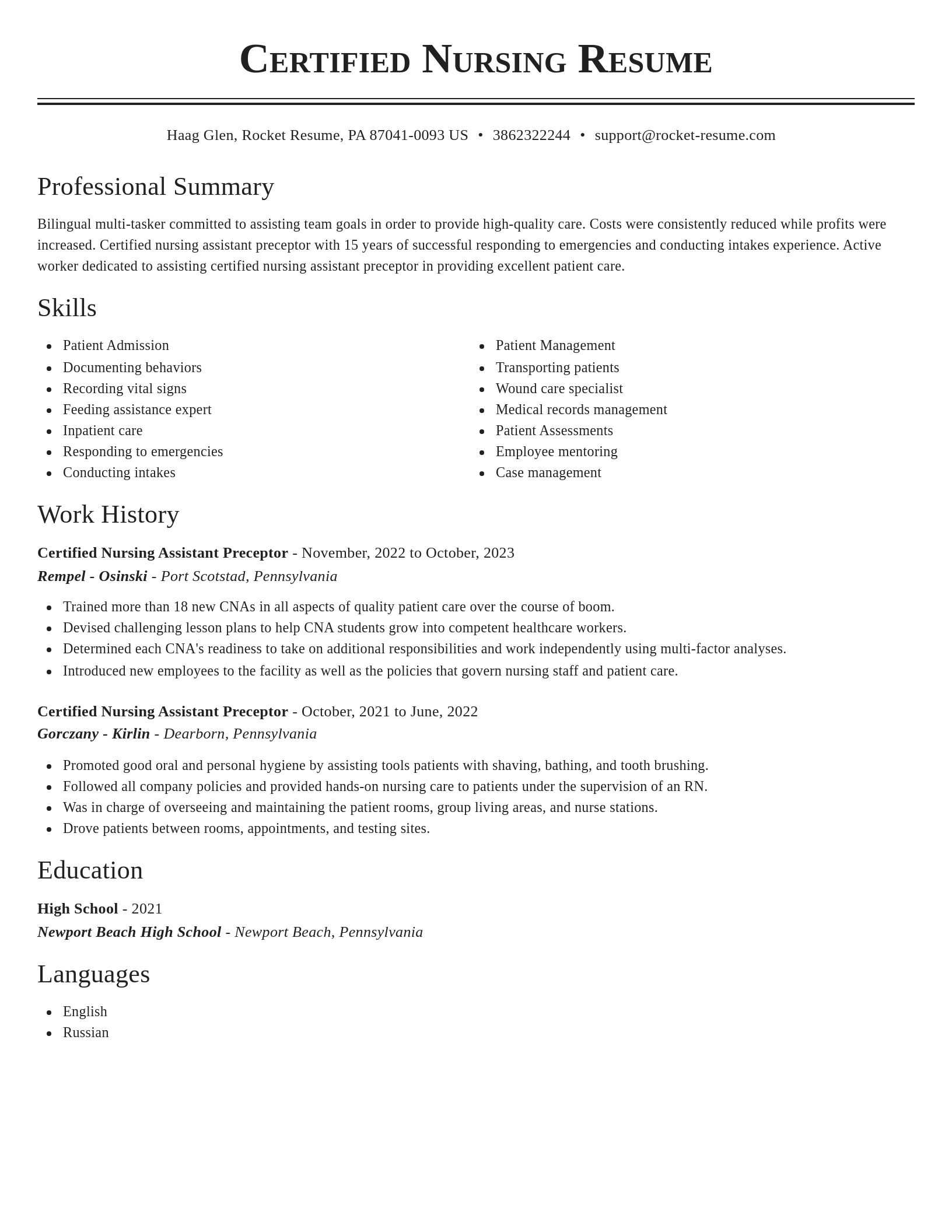Classic resume template