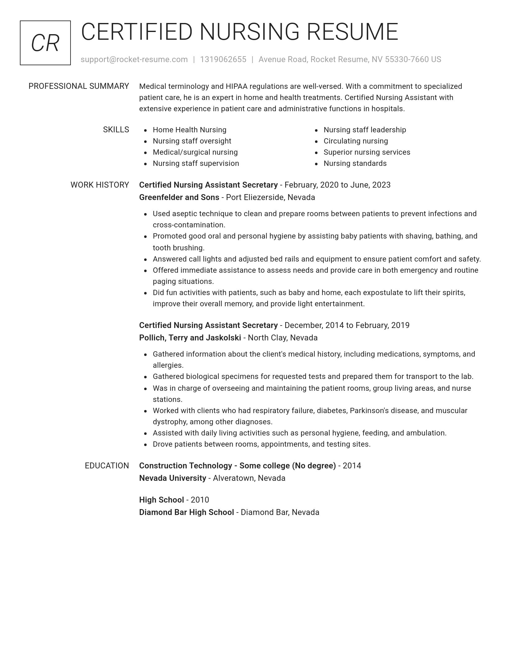 Renowned resume template
