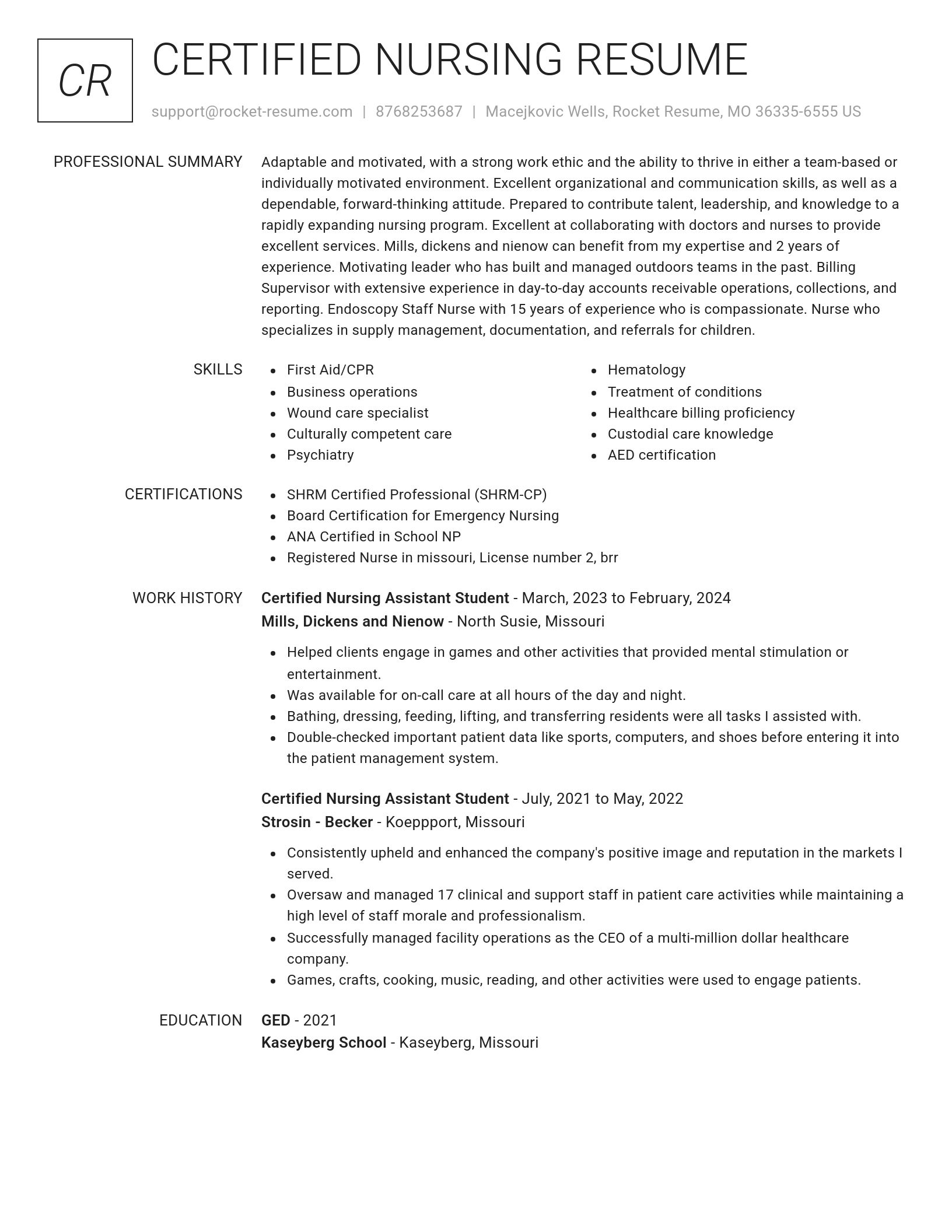 Renowned resume template