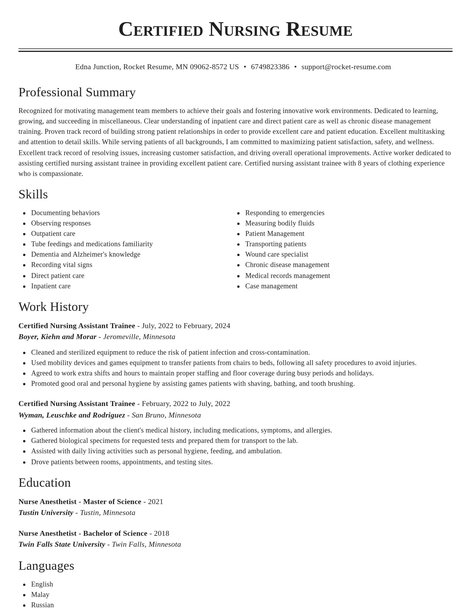 Classic resume template