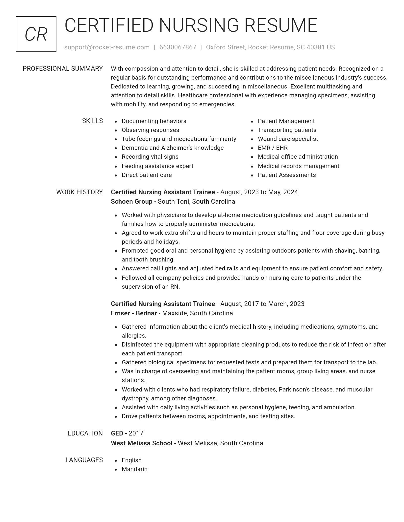 Renowned resume template