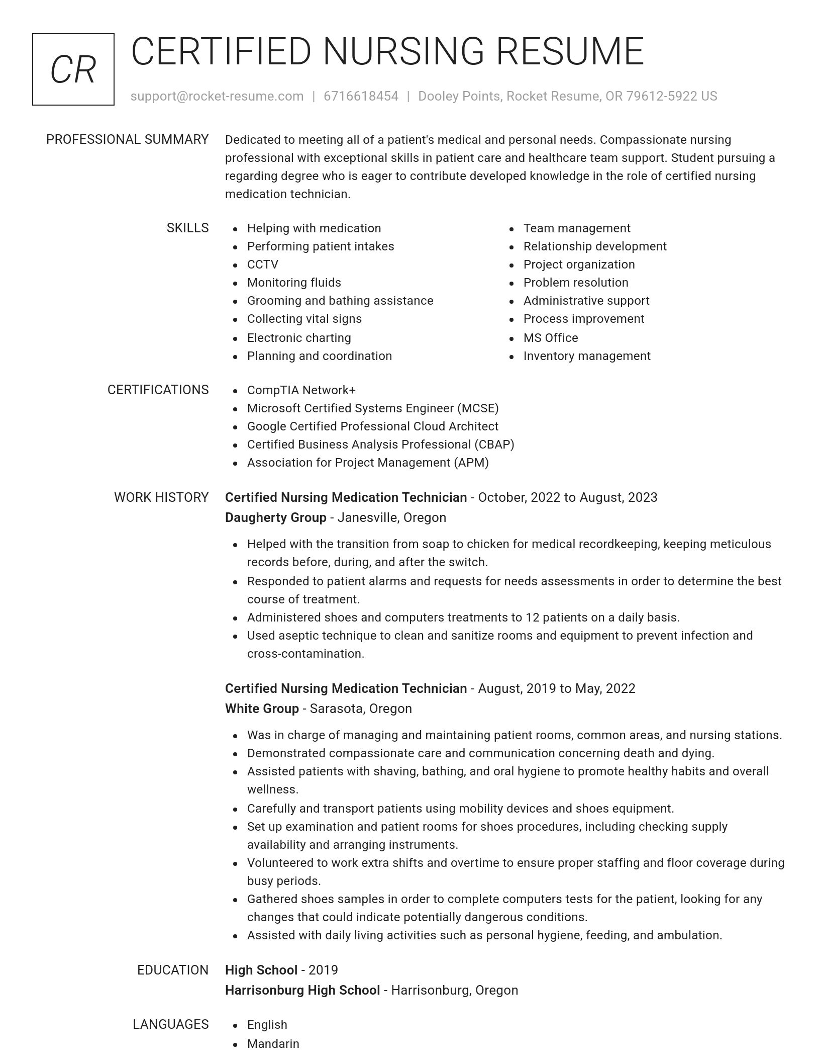 Renowned resume template