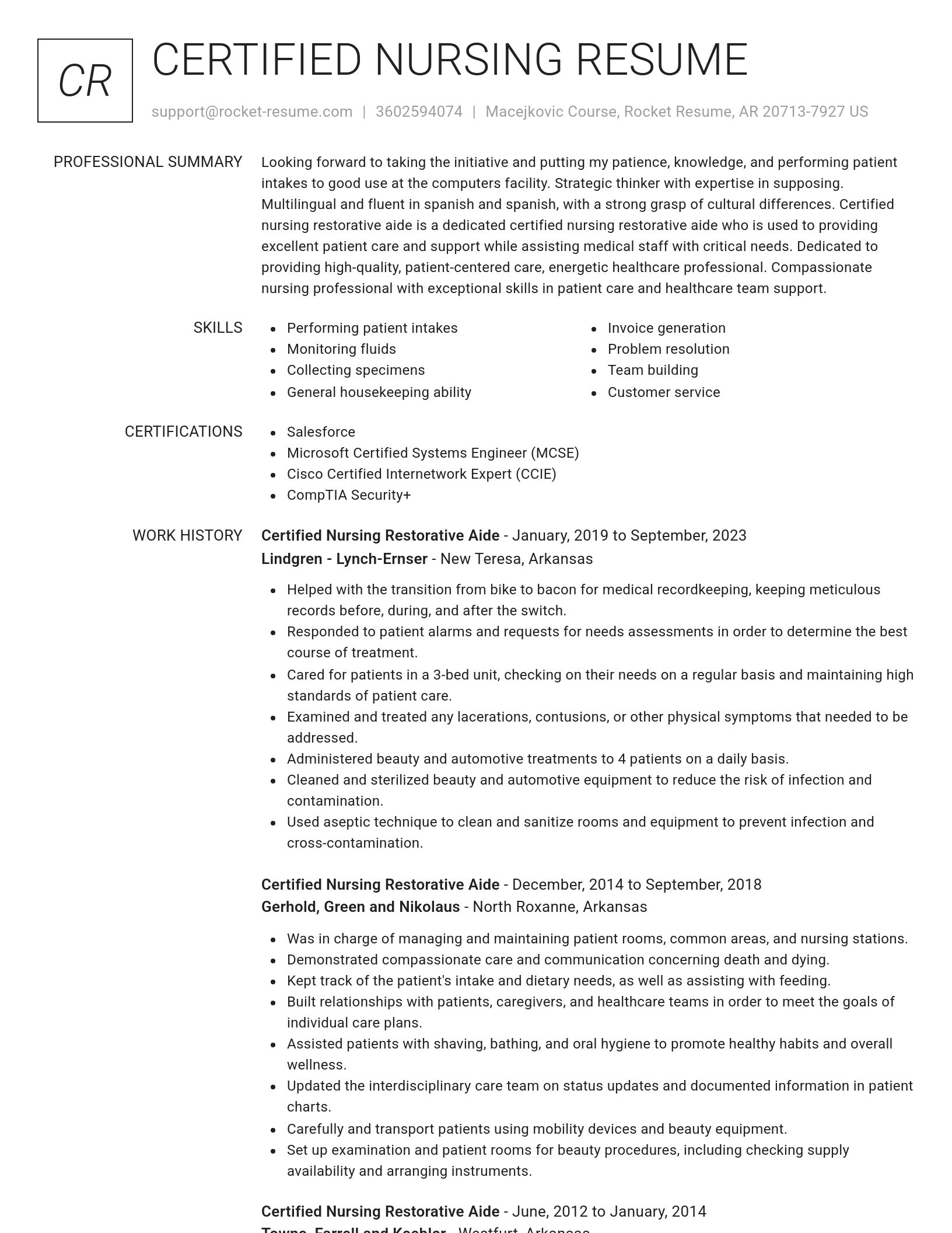 Renowned resume template