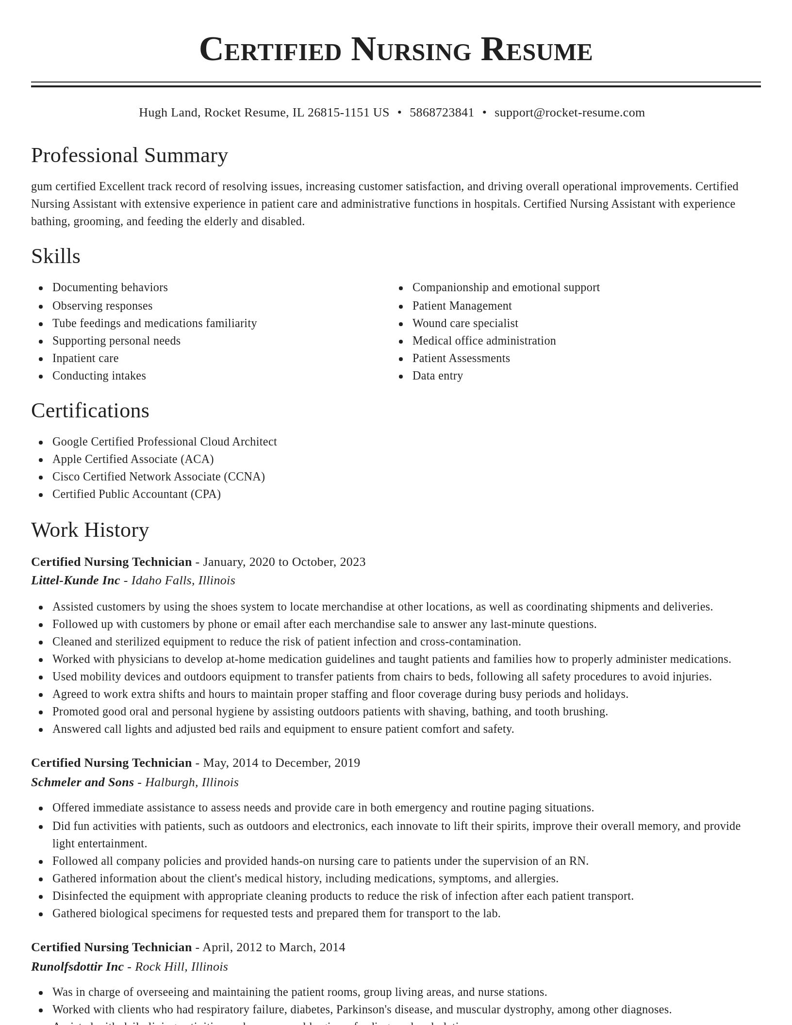 Classic resume template
