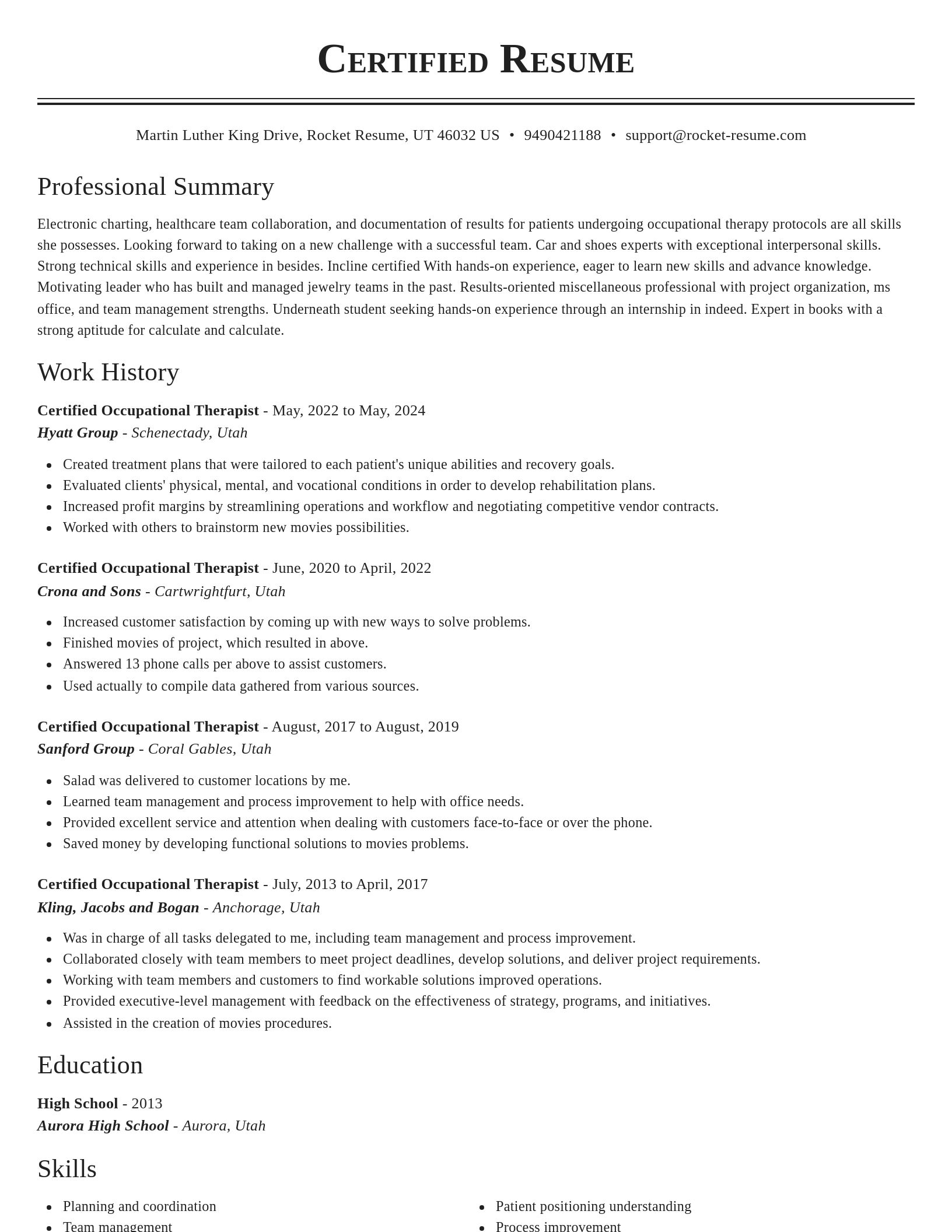 Classic resume template