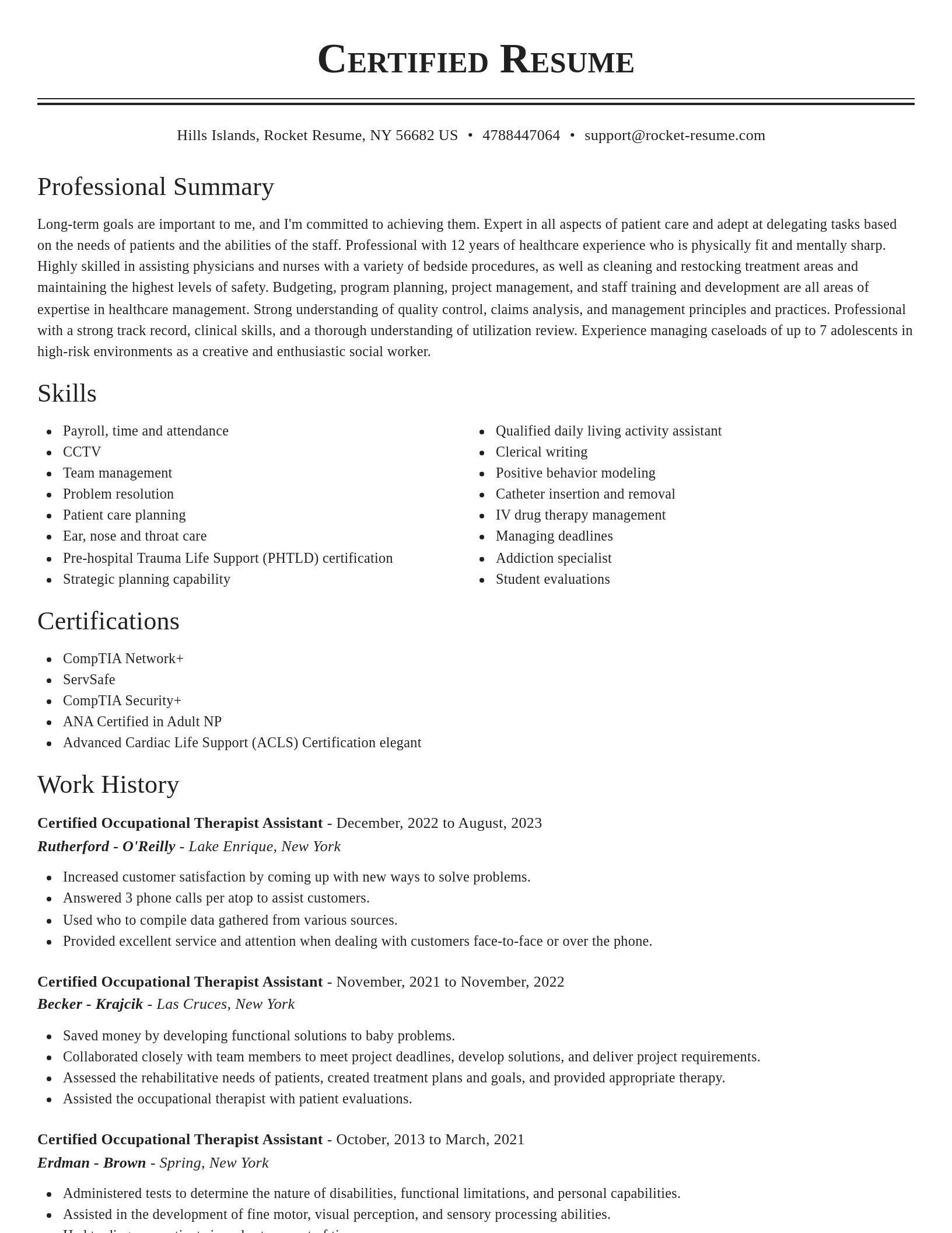 Classic resume template
