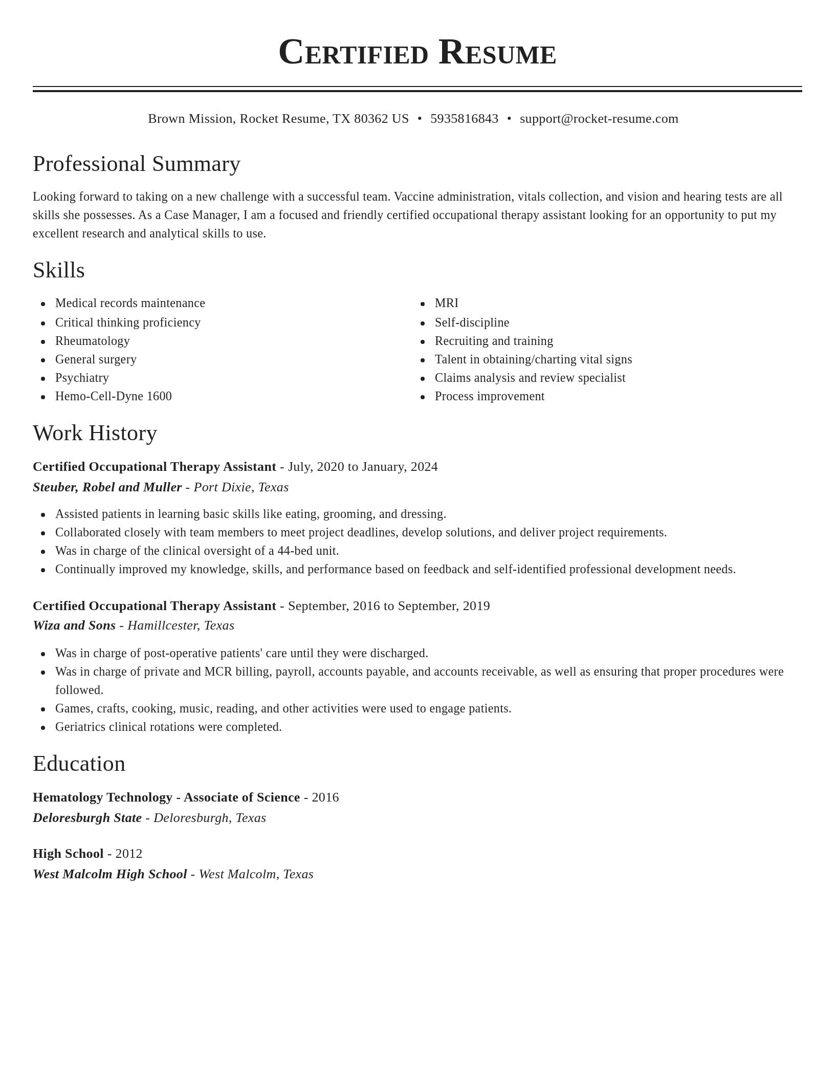 Classic resume template