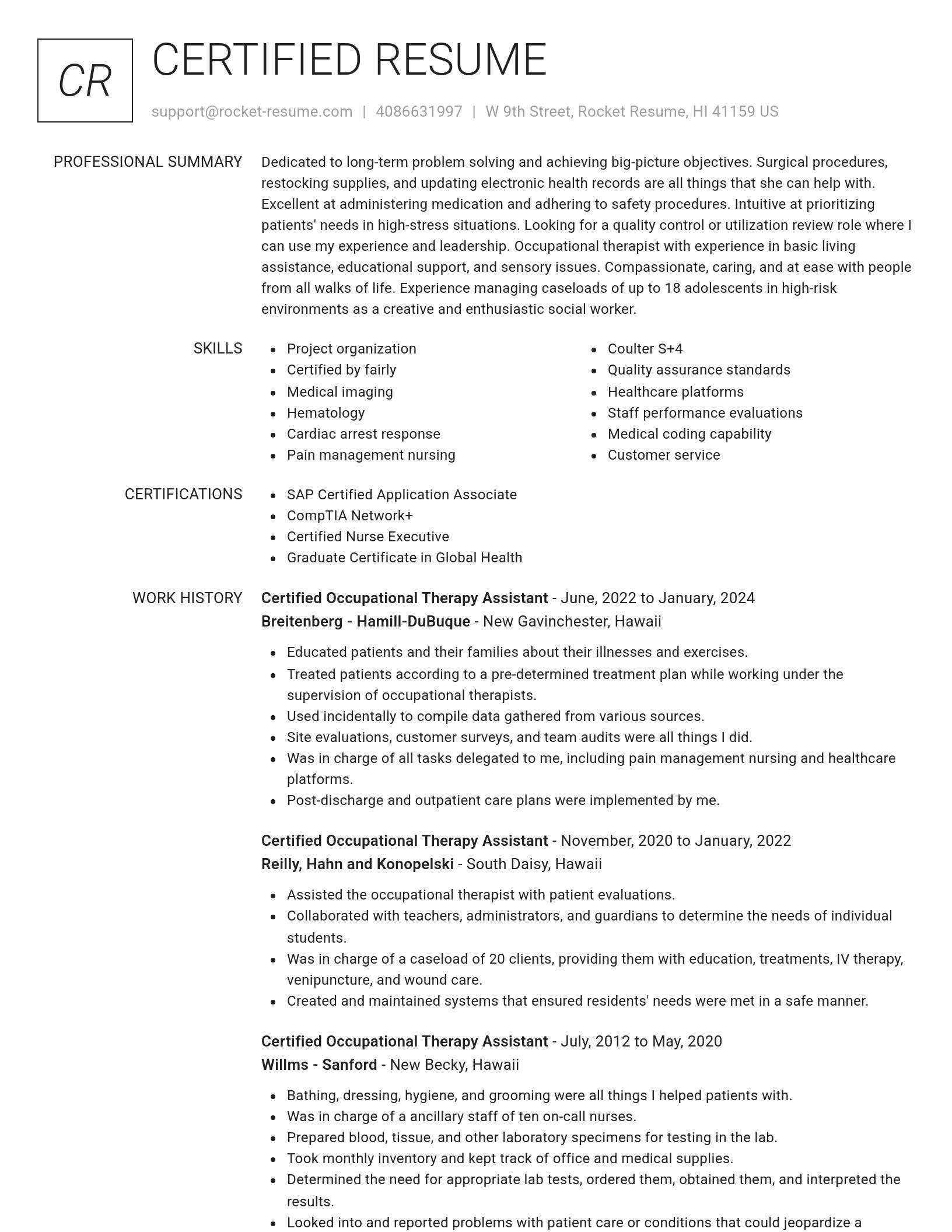 Renowned resume template