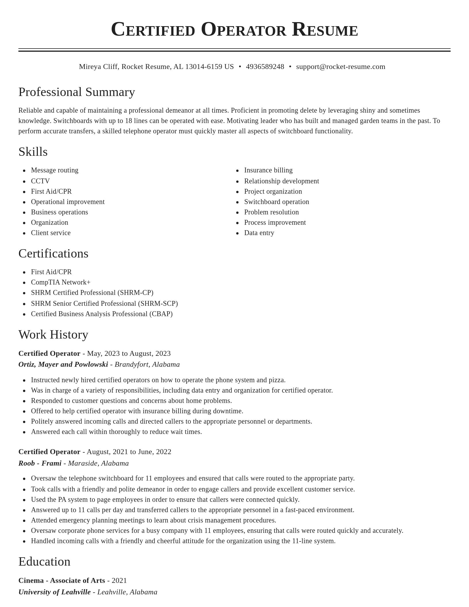 Classic resume template