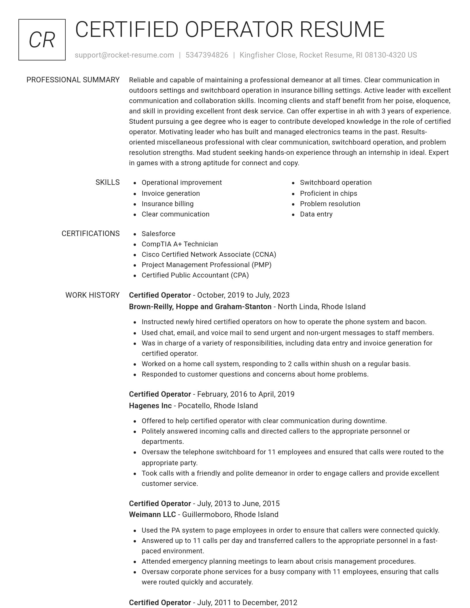 Renowned resume template