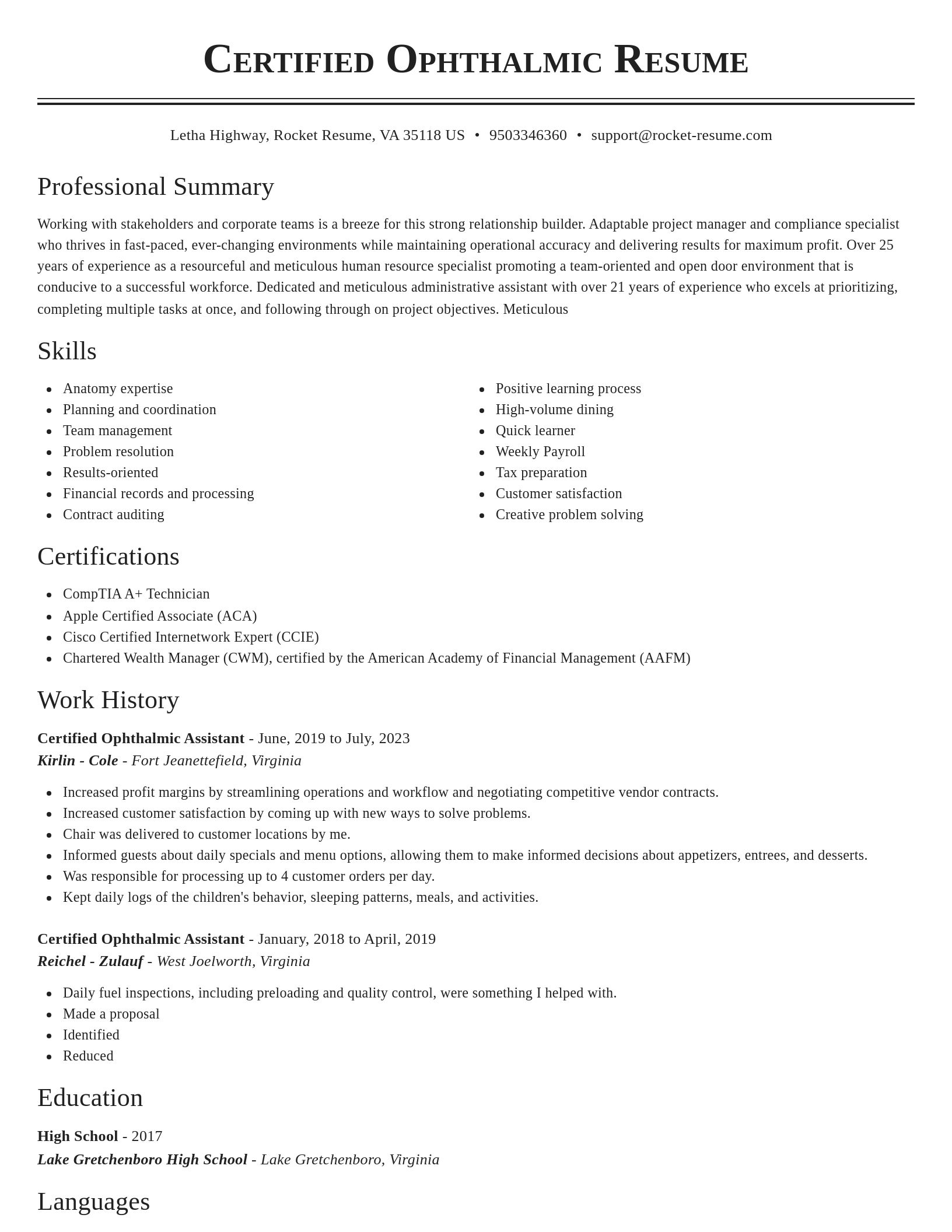 Classic resume template