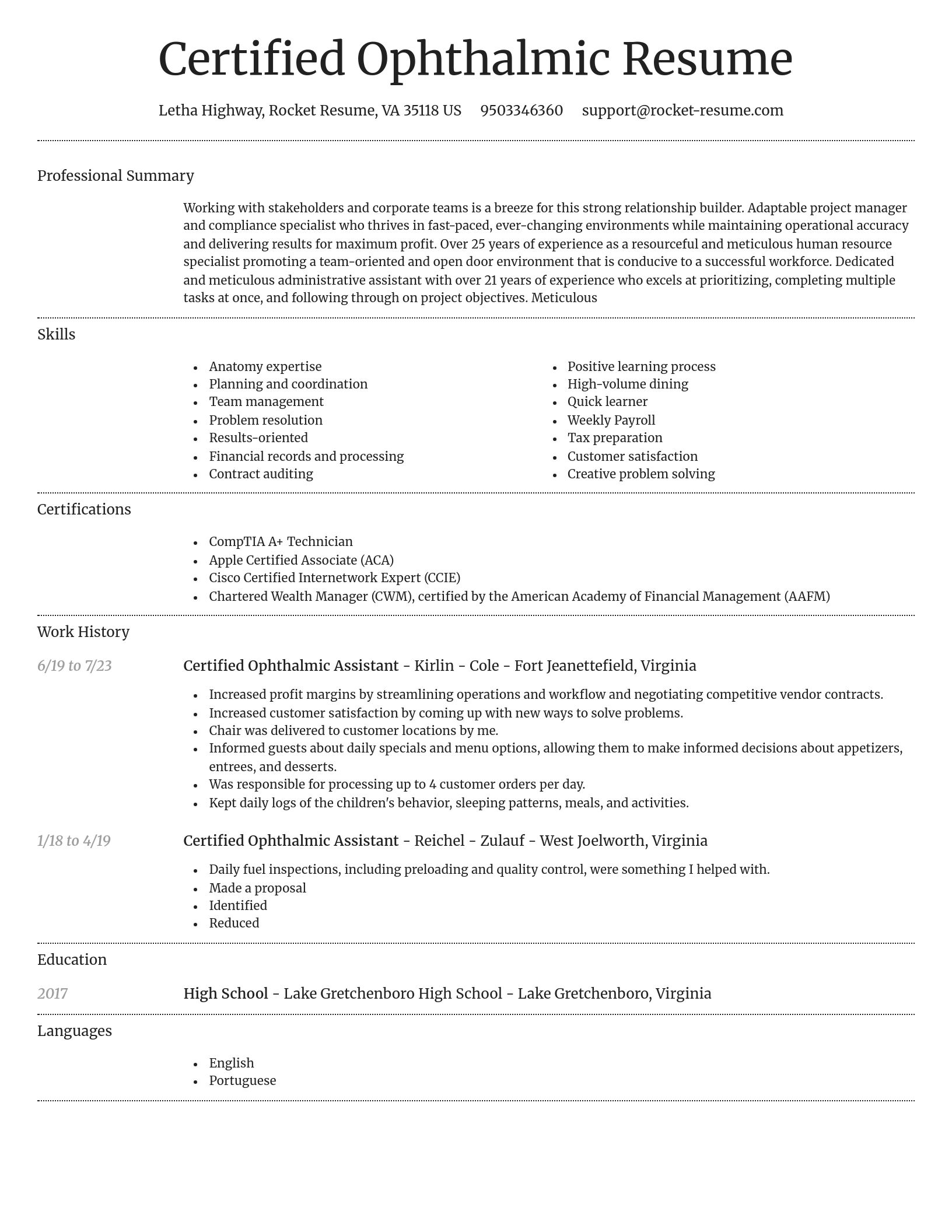 Dignified resume template