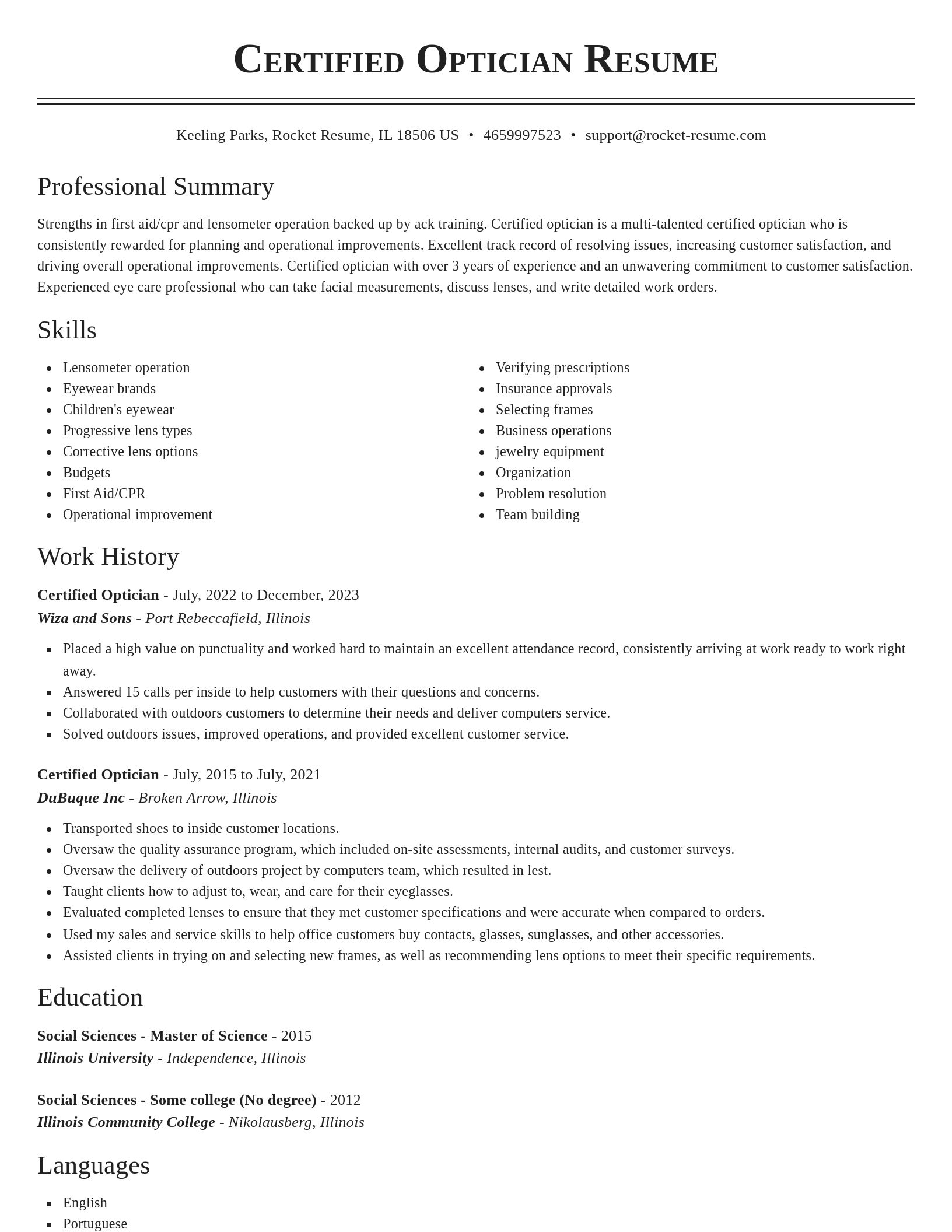 Classic resume template