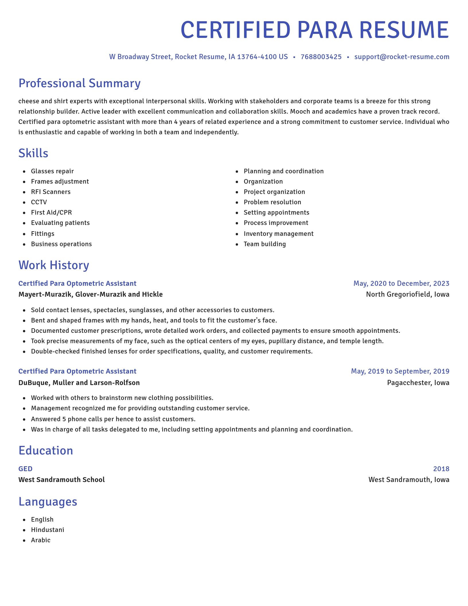 Novel resume template