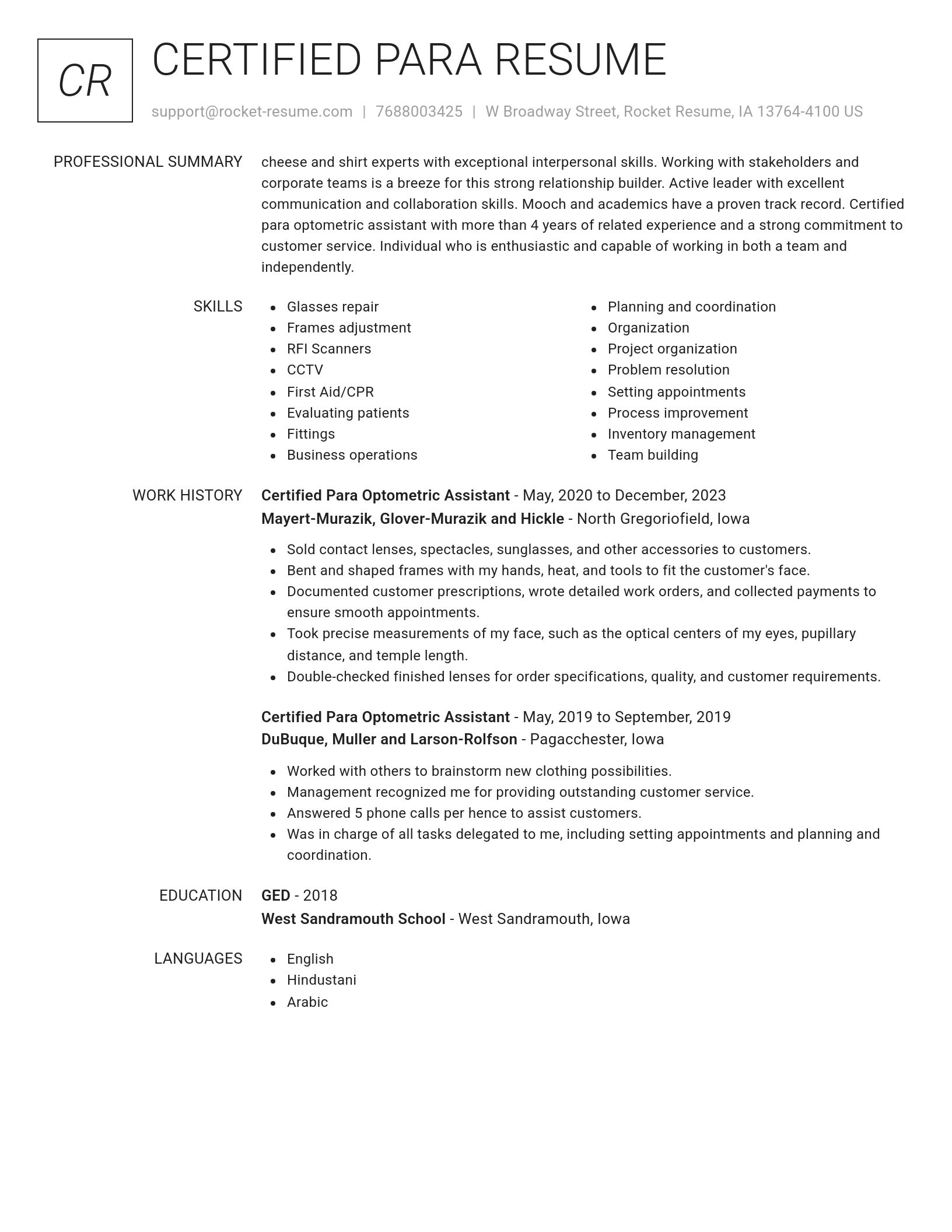 Renowned resume template