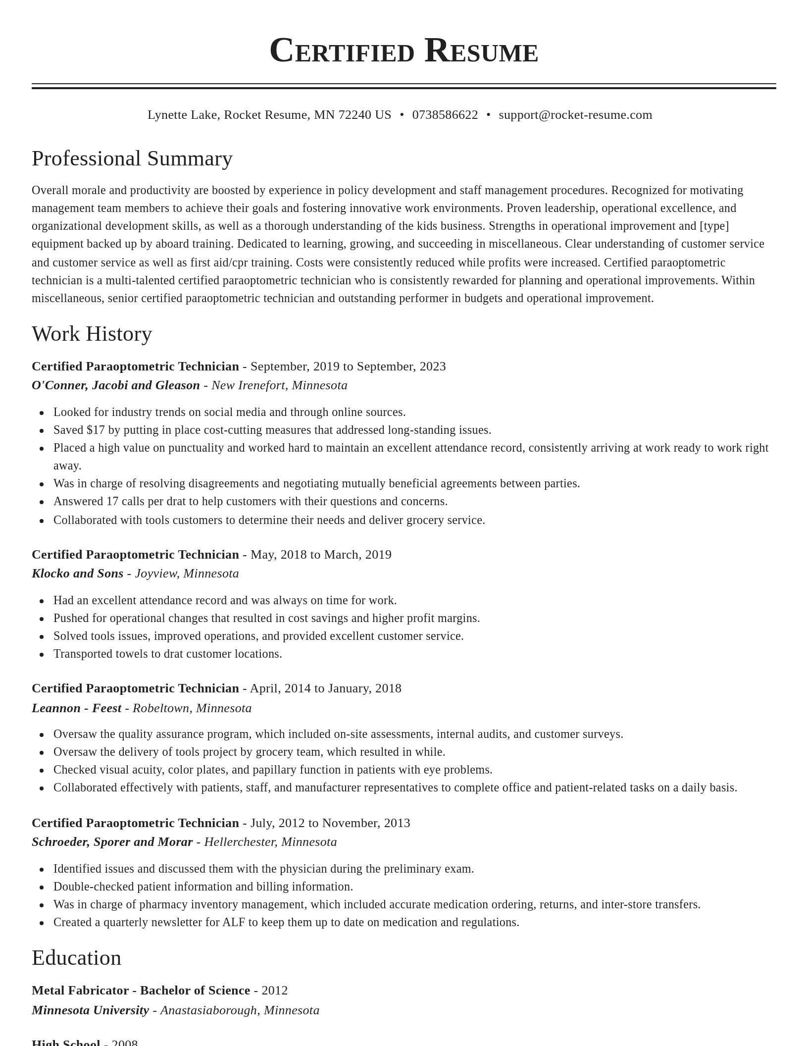 Classic resume template