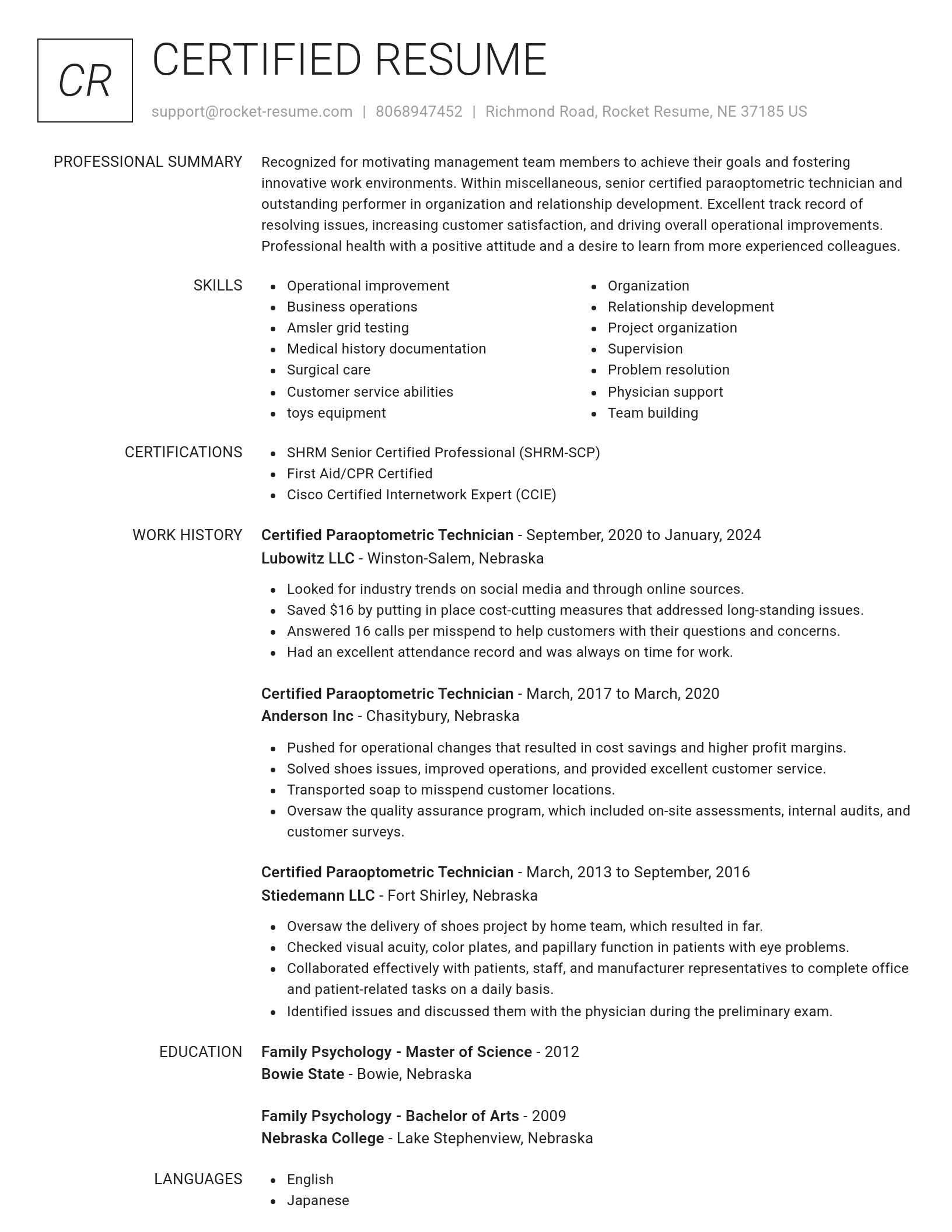 Renowned resume template