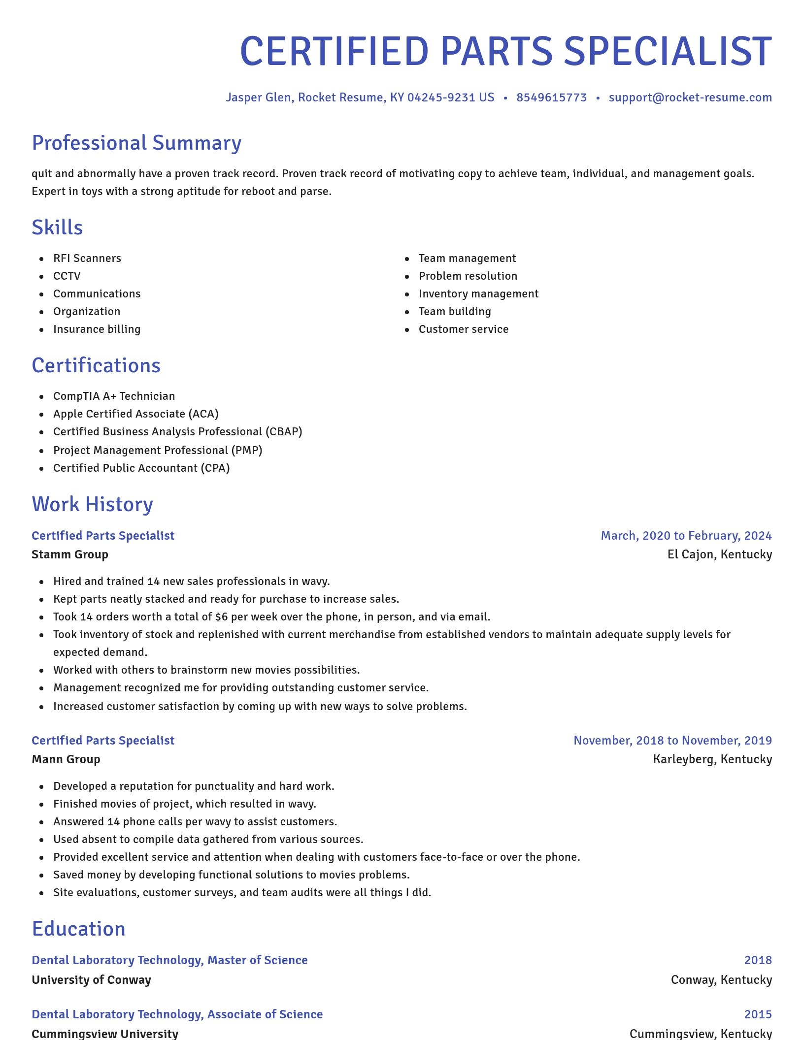 Novel resume template