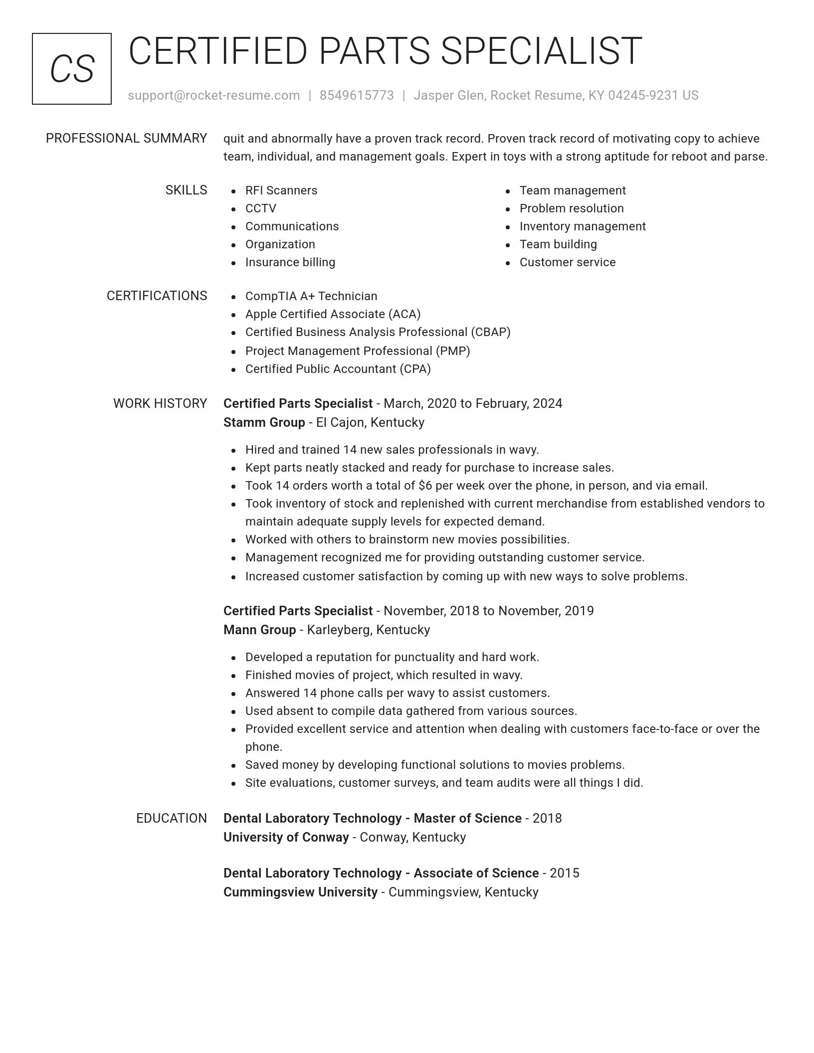 Renowned resume template