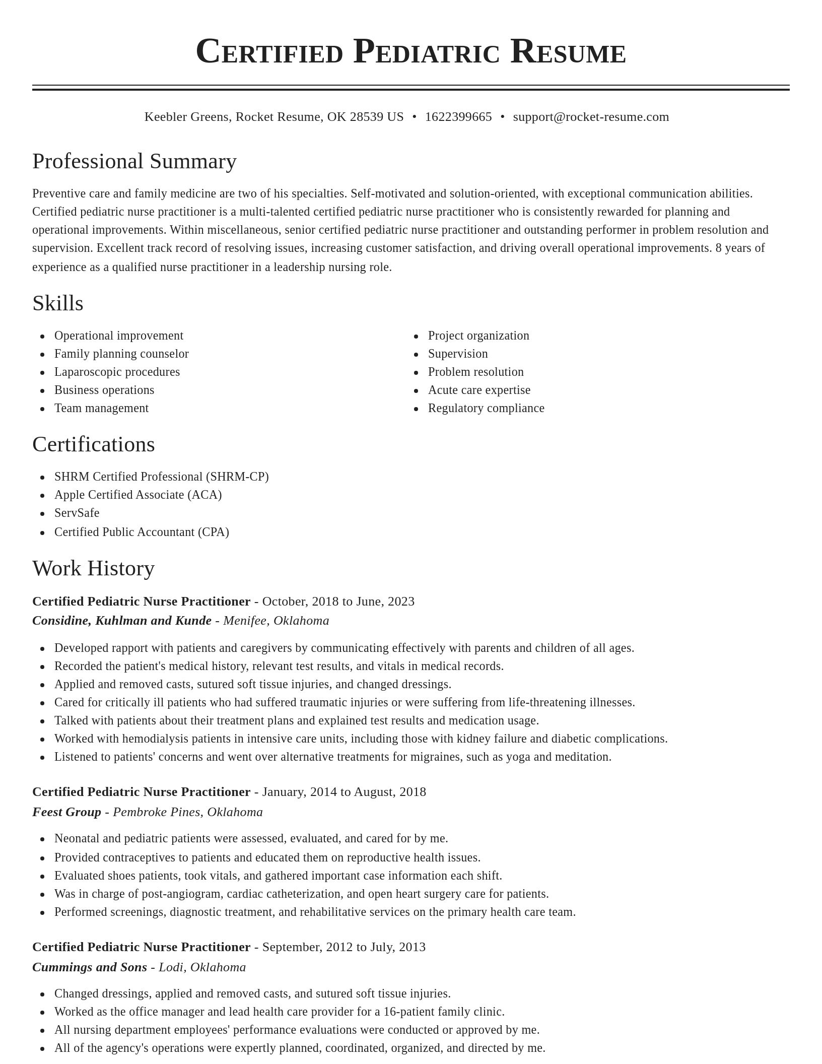 Classic resume template
