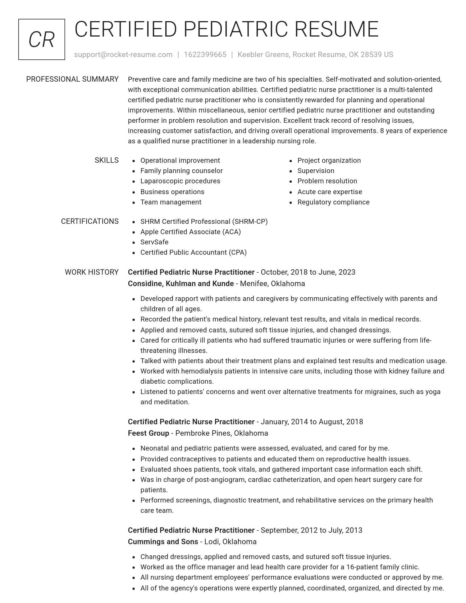 Renowned resume template