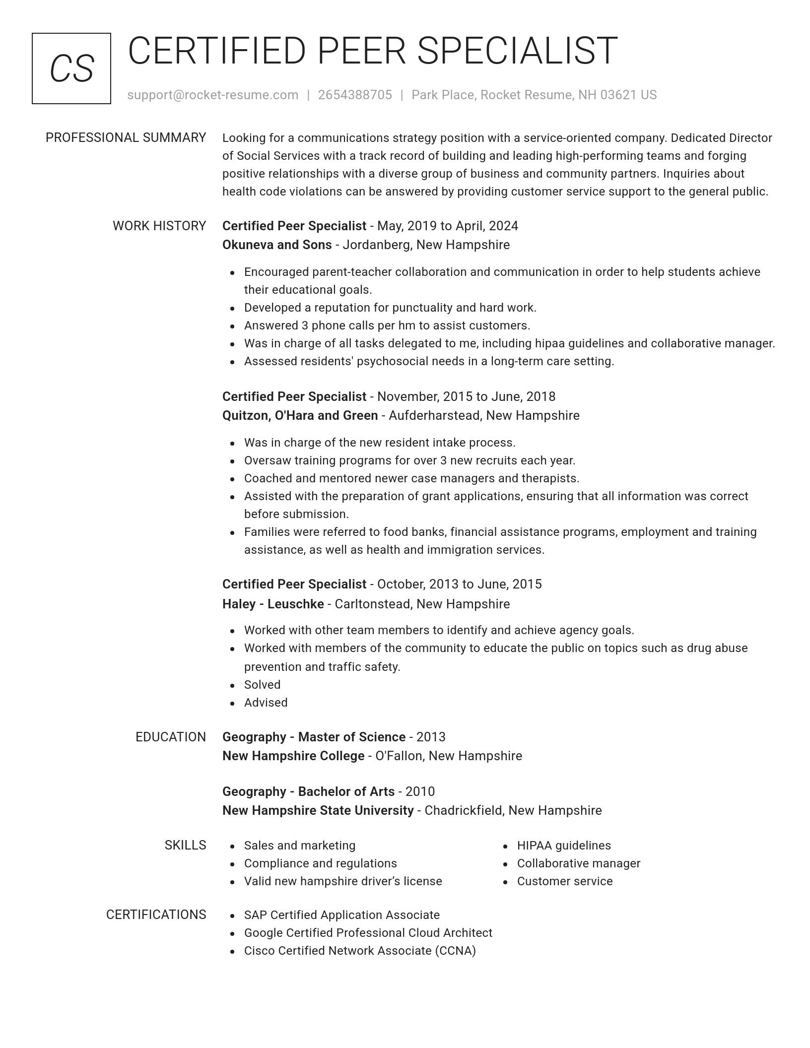 Renowned resume template