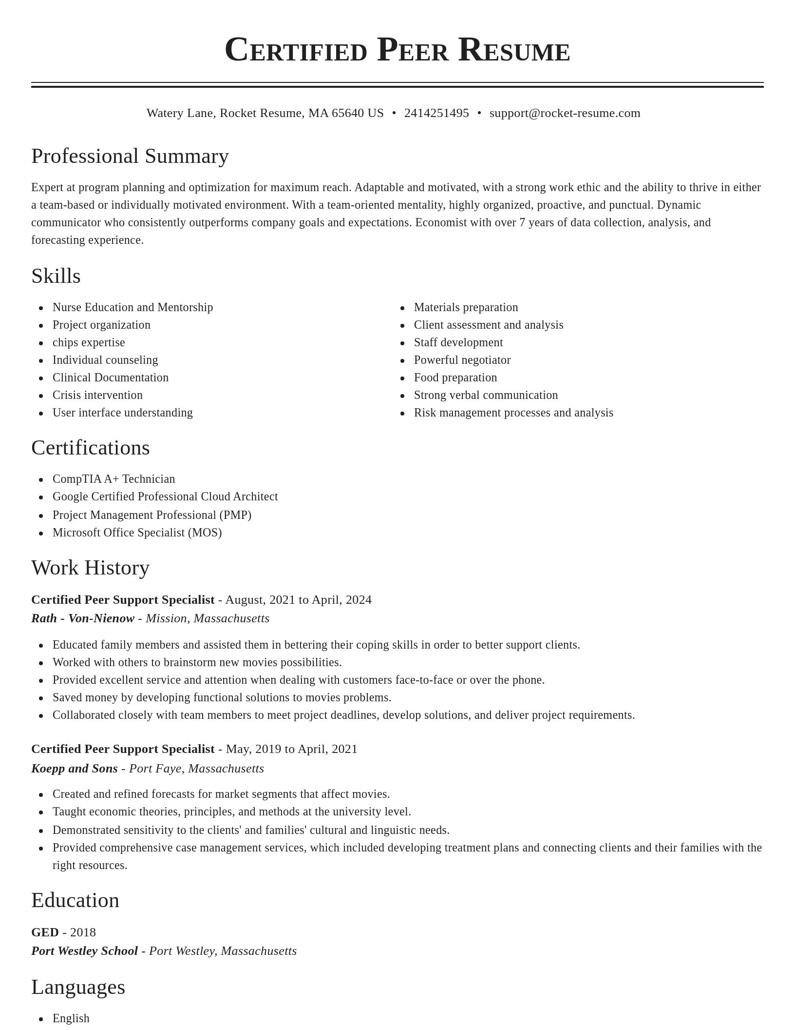 Classic resume template