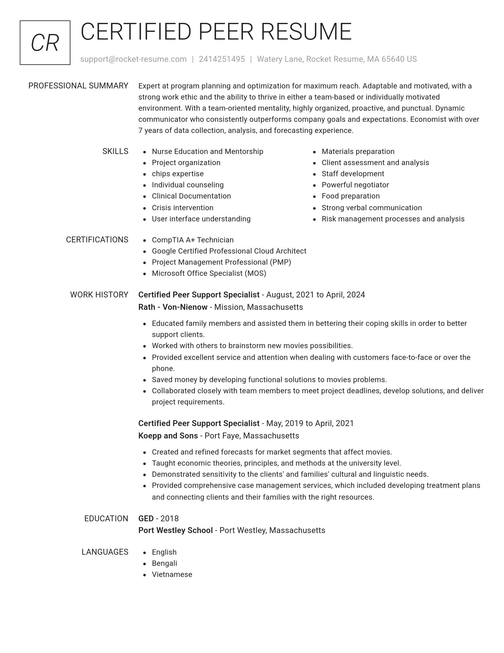 Renowned resume template