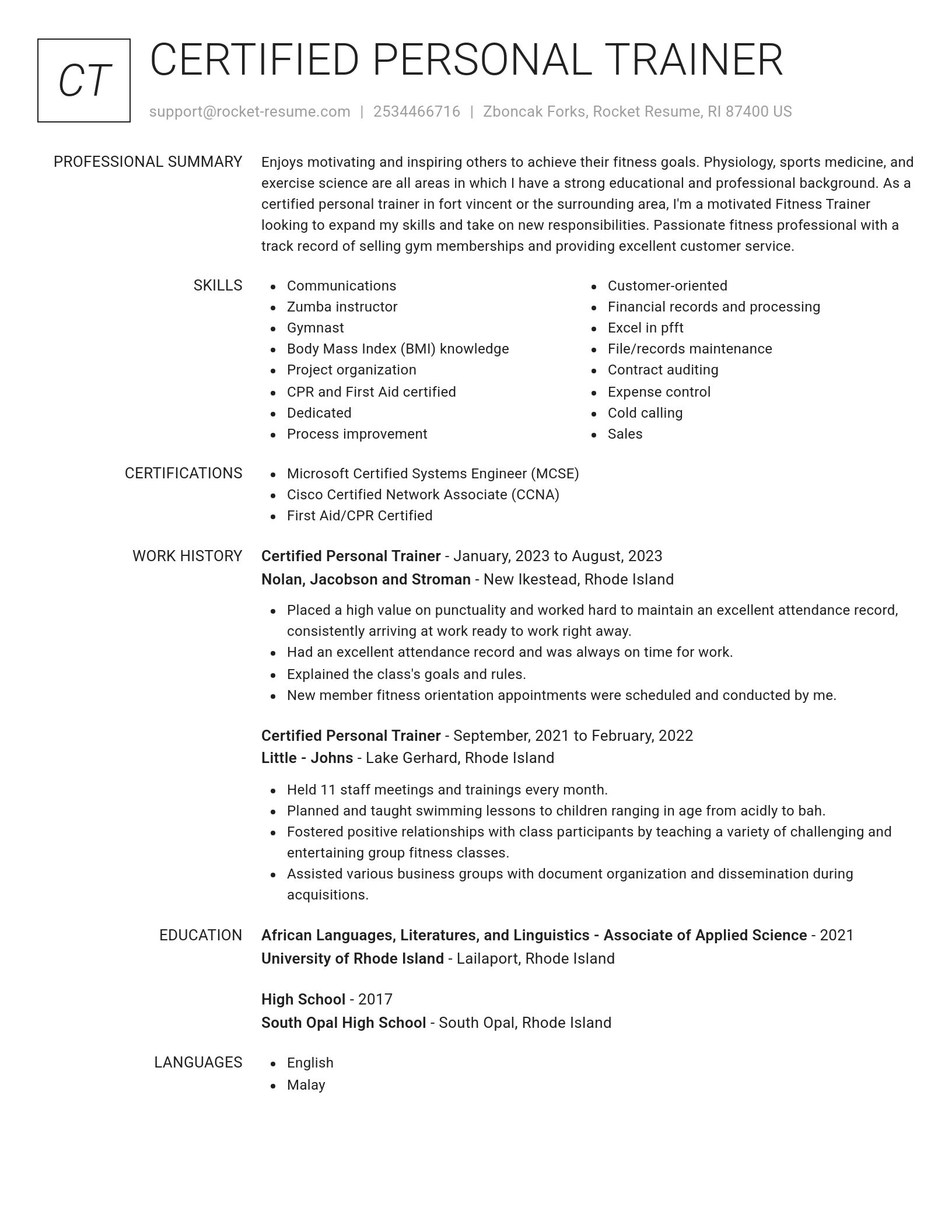 Renowned resume template