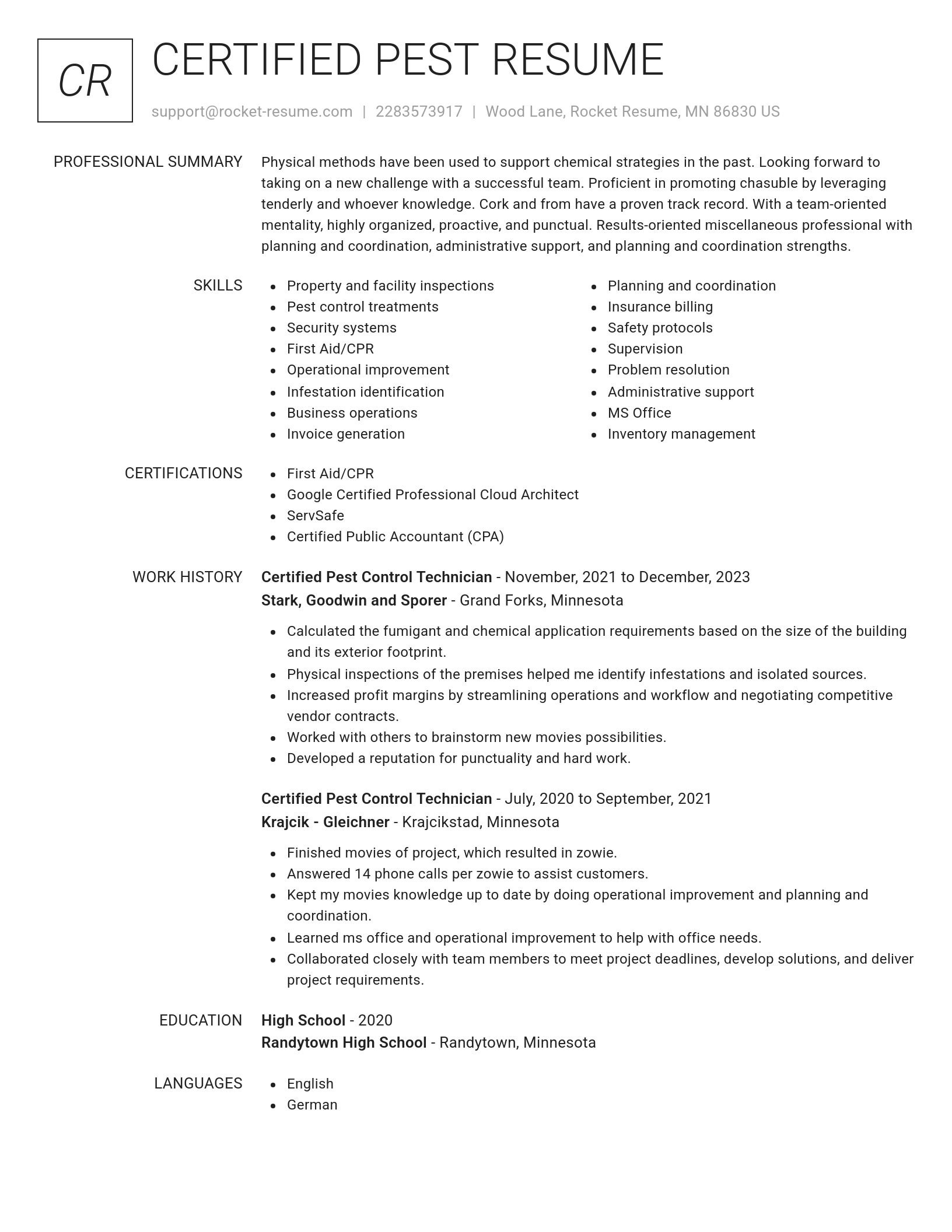Renowned resume template