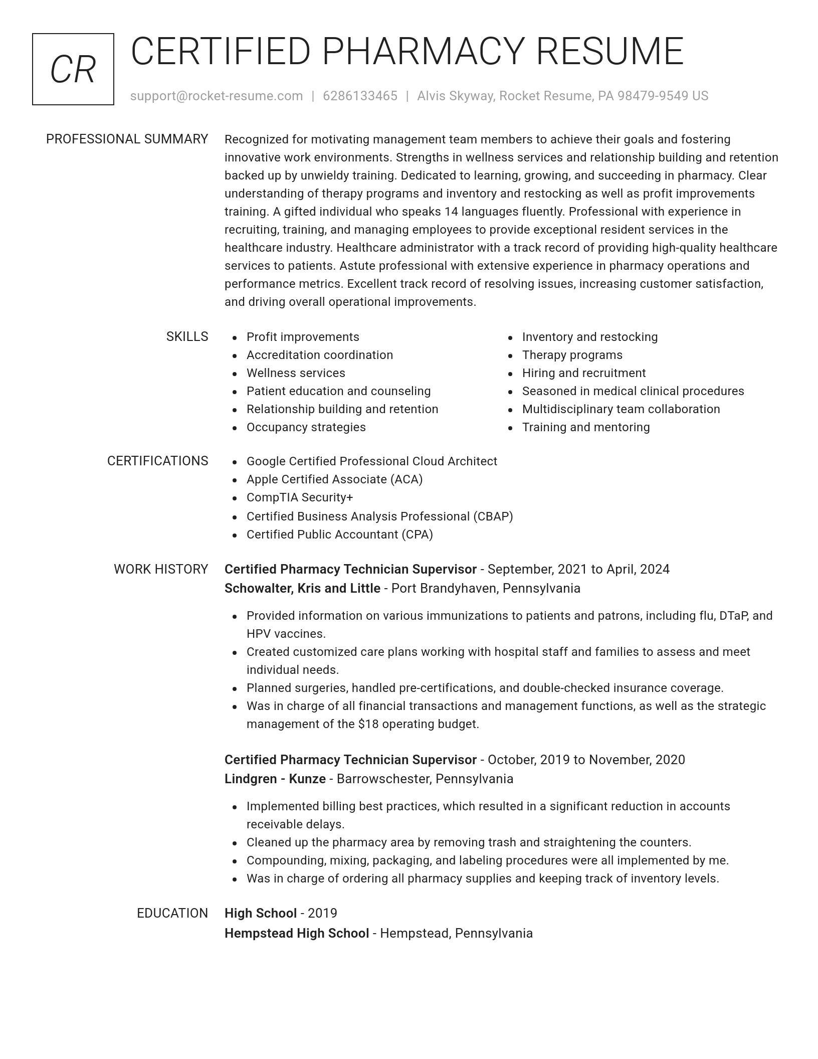 Renowned resume template