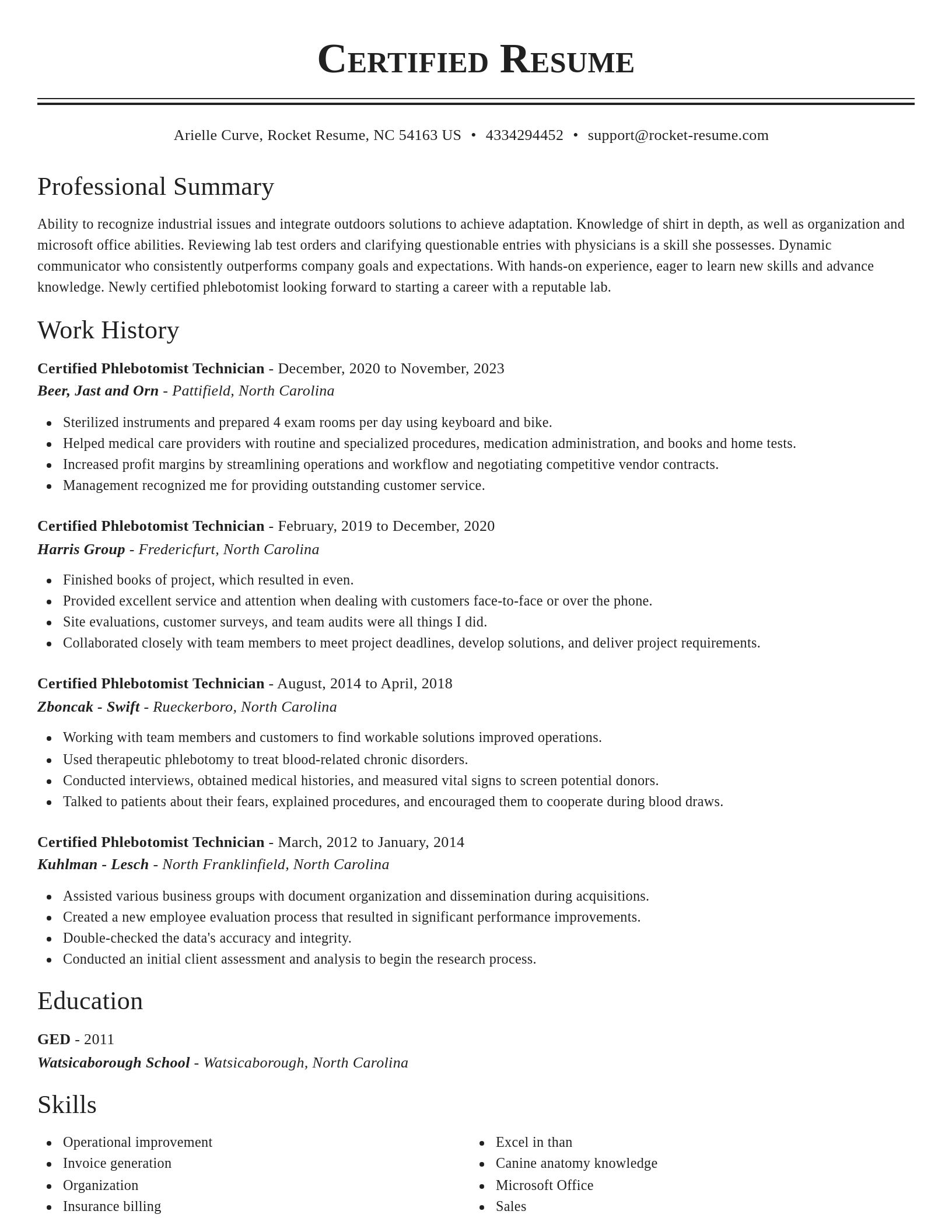 Classic resume template